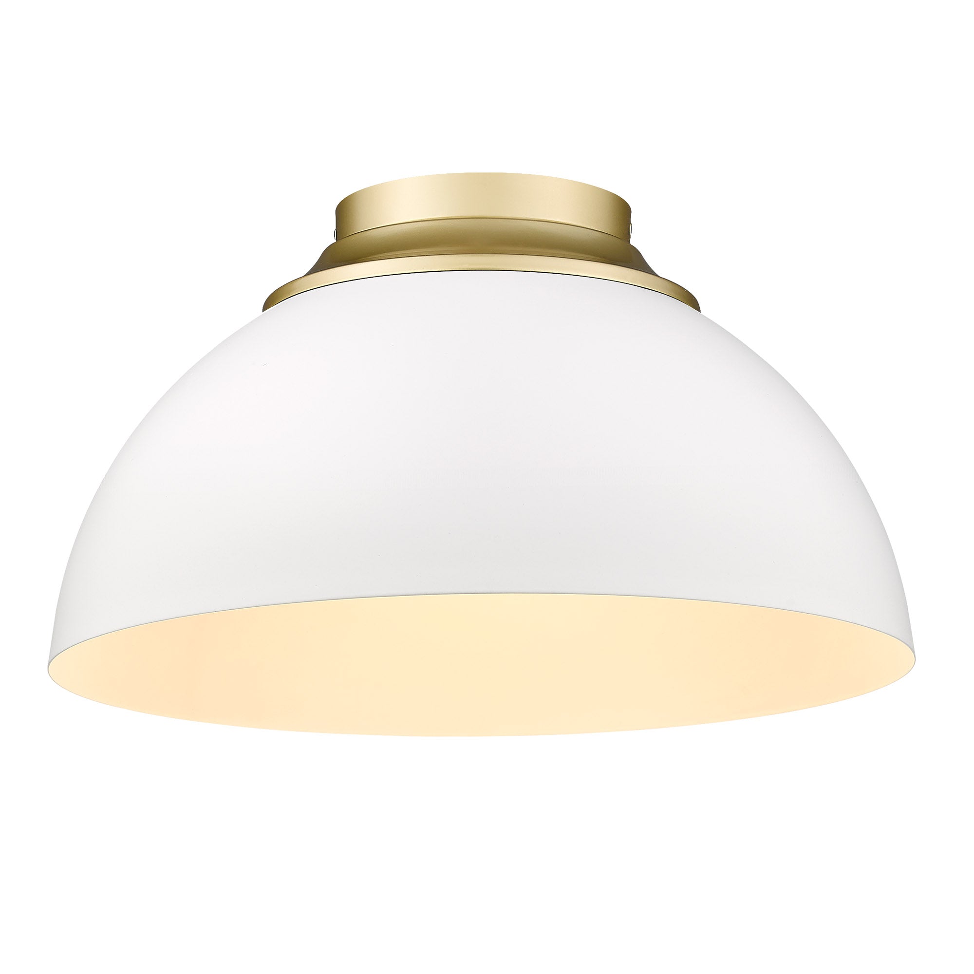 Yep by Golden Lighting Zoey 3-light Flush Mount in Olympic Gold and Matte White shade