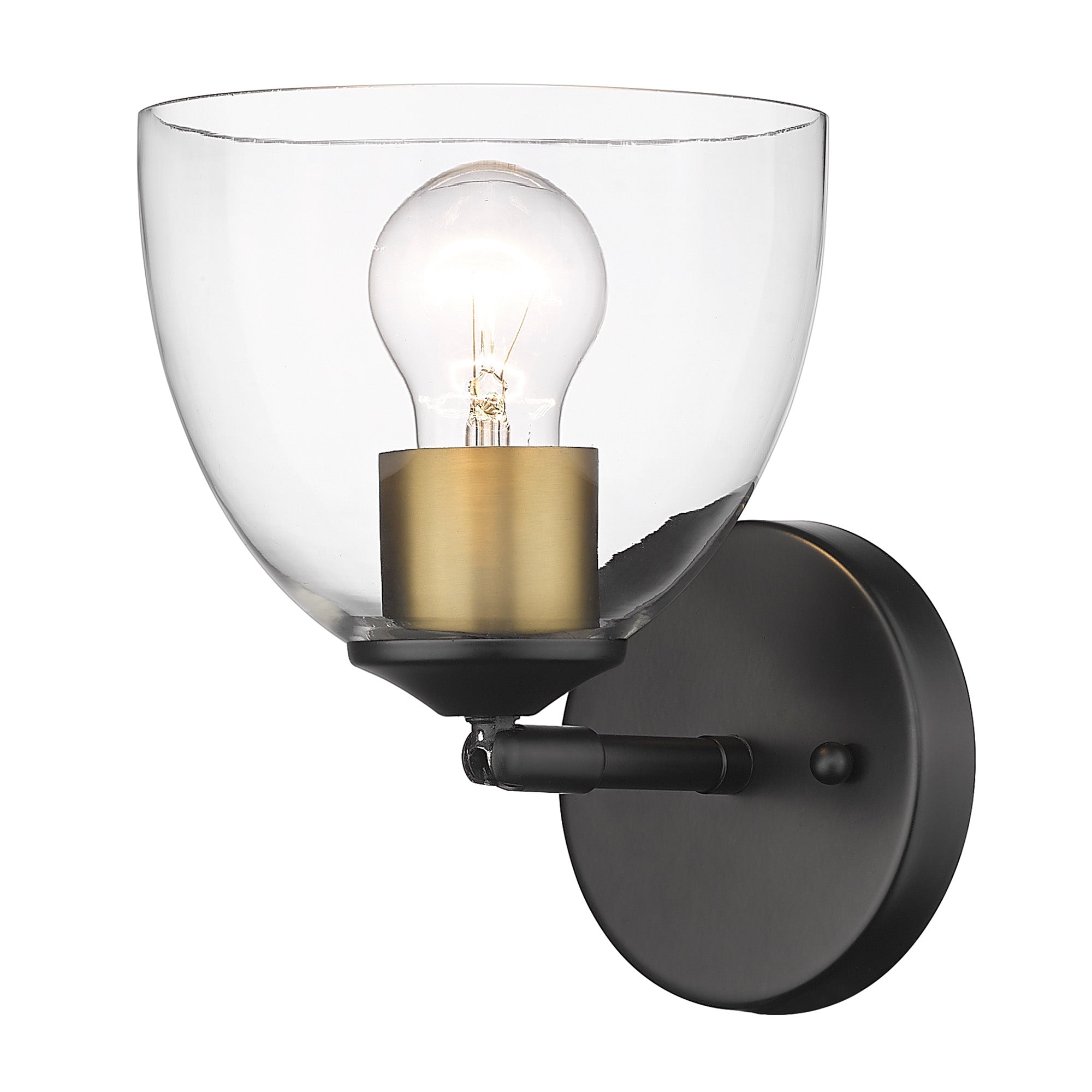 Golden Lighting Roxie 1-light Wall Sconce in Matte Black and Brushed Champagne Brass Accents - - Golden Lighting