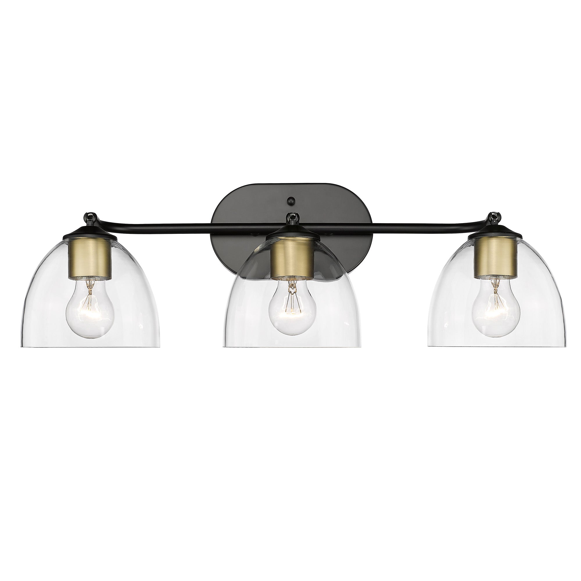 Golden Lighting Roxie 3-light Semi-Flush Mount in Matte Black and Brushed Champagne Brass - - Golden Lighting