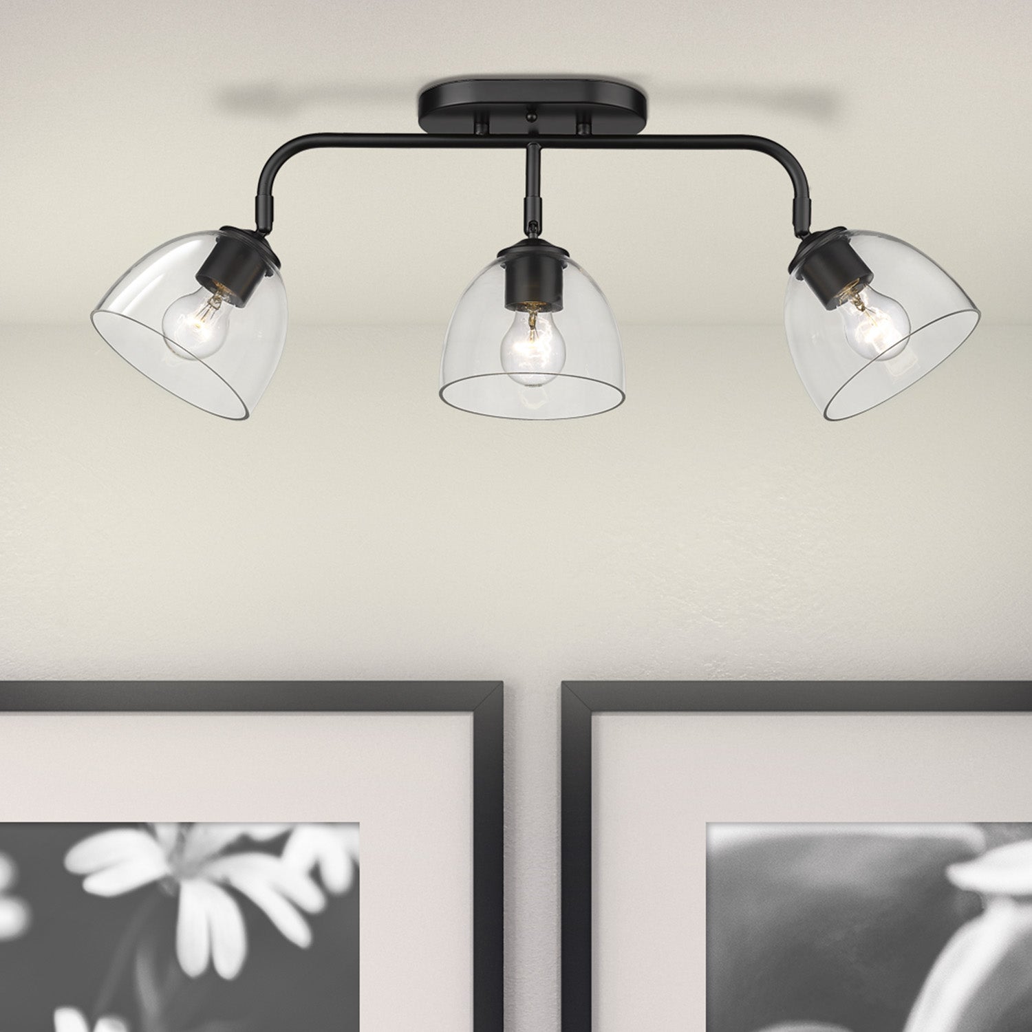 Golden Lighting Roxie 3-light Semi-Flush Mount in Matte Black - - Golden Lighting