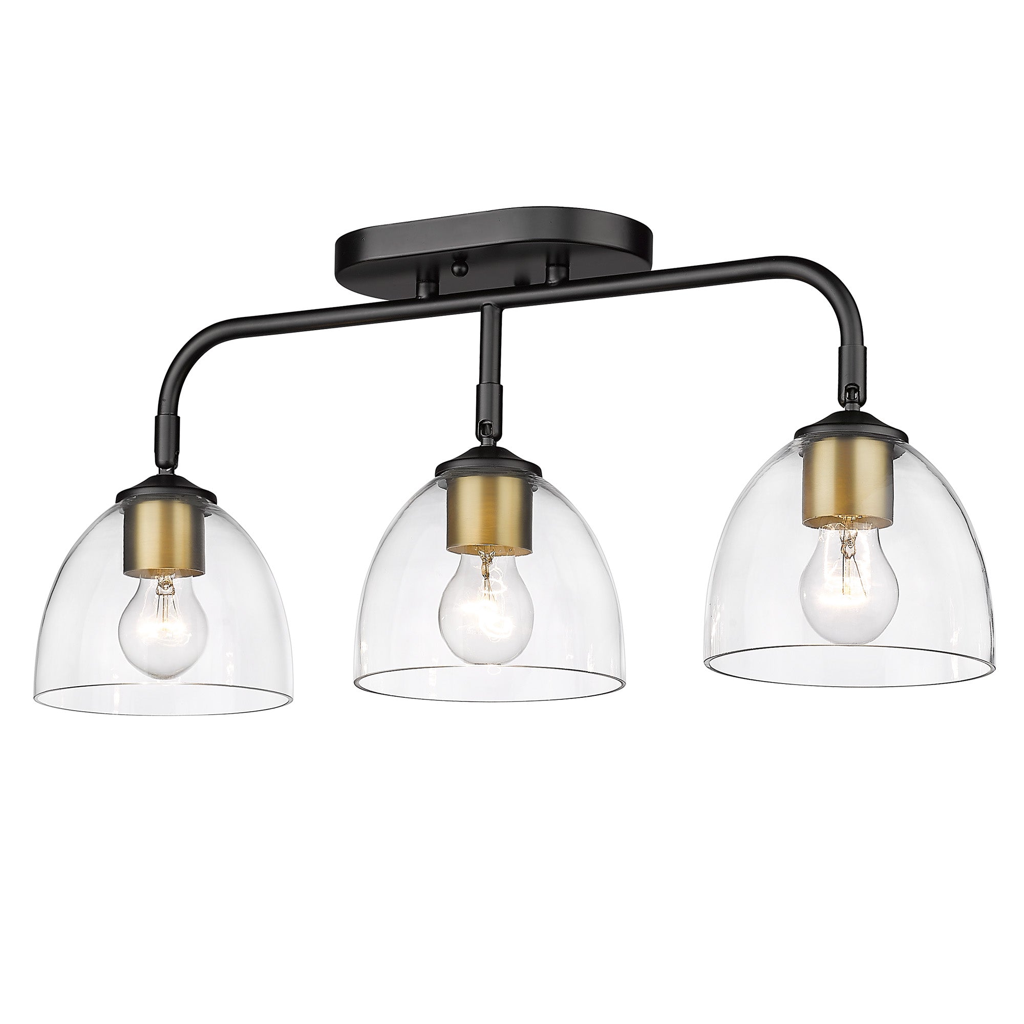 Golden Lighting Roxie 3-light Vanity in Matte Black and Brushed Champagne Brass Accents - - Golden Lighting
