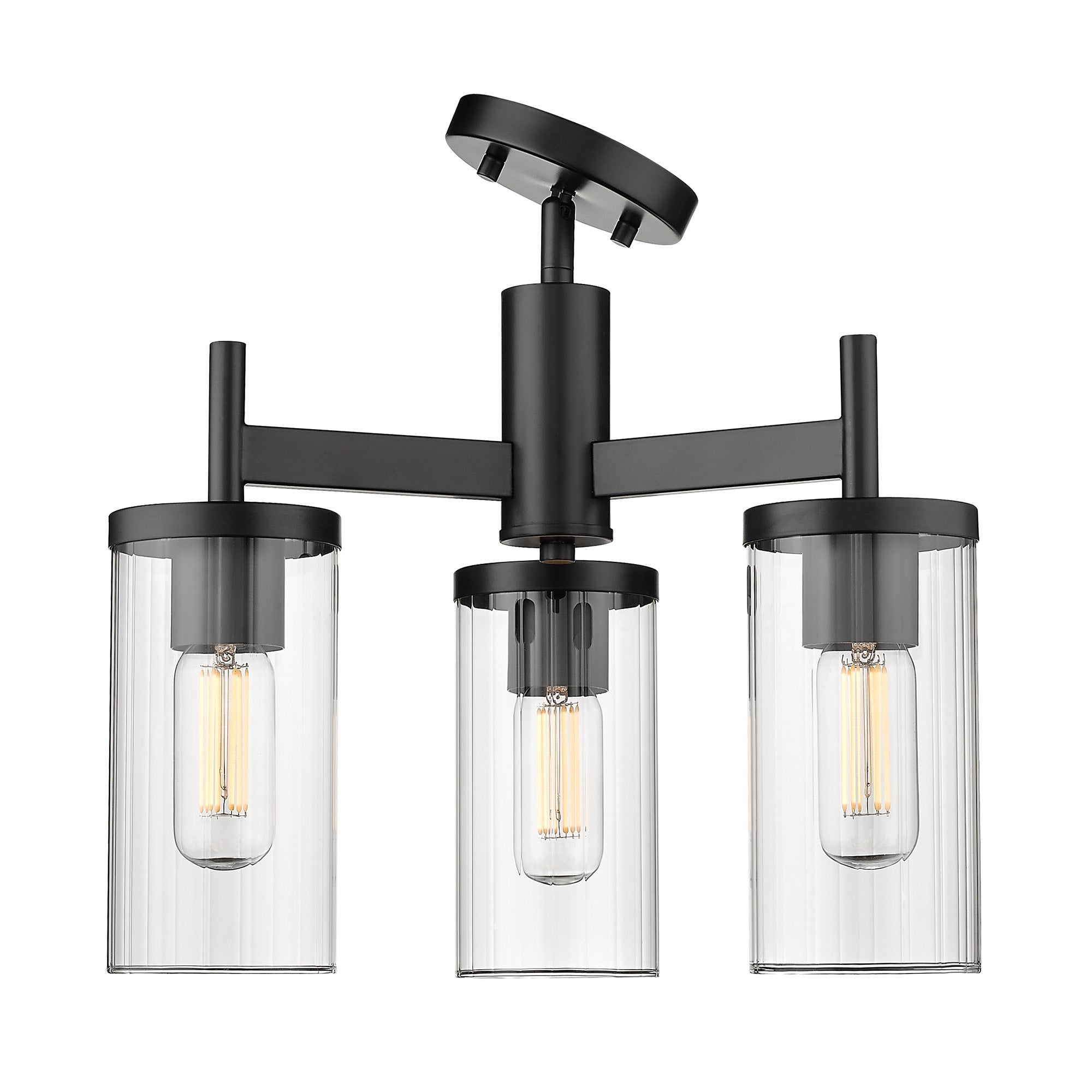 Golden Lighting Winslett 3-light Semi-Flush Mount in Matte Black - - Golden Lighting