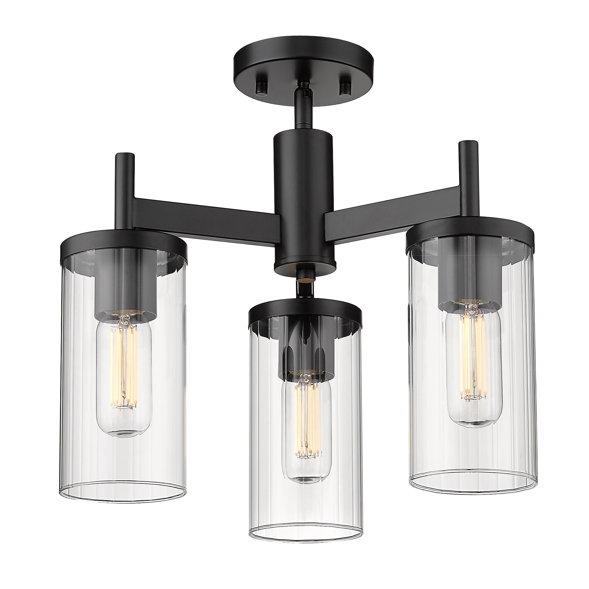 Golden Lighting Winslett 3-light Semi-Flush Mount in Matte Black