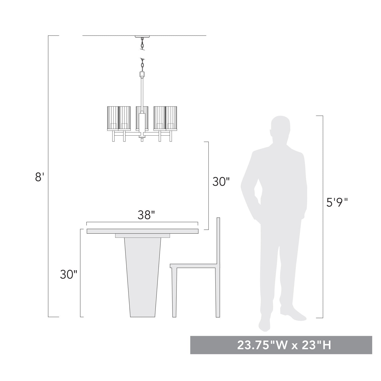 Golden Lighting Winslett 5-light Chandelier in Pewter - - Golden Lighting