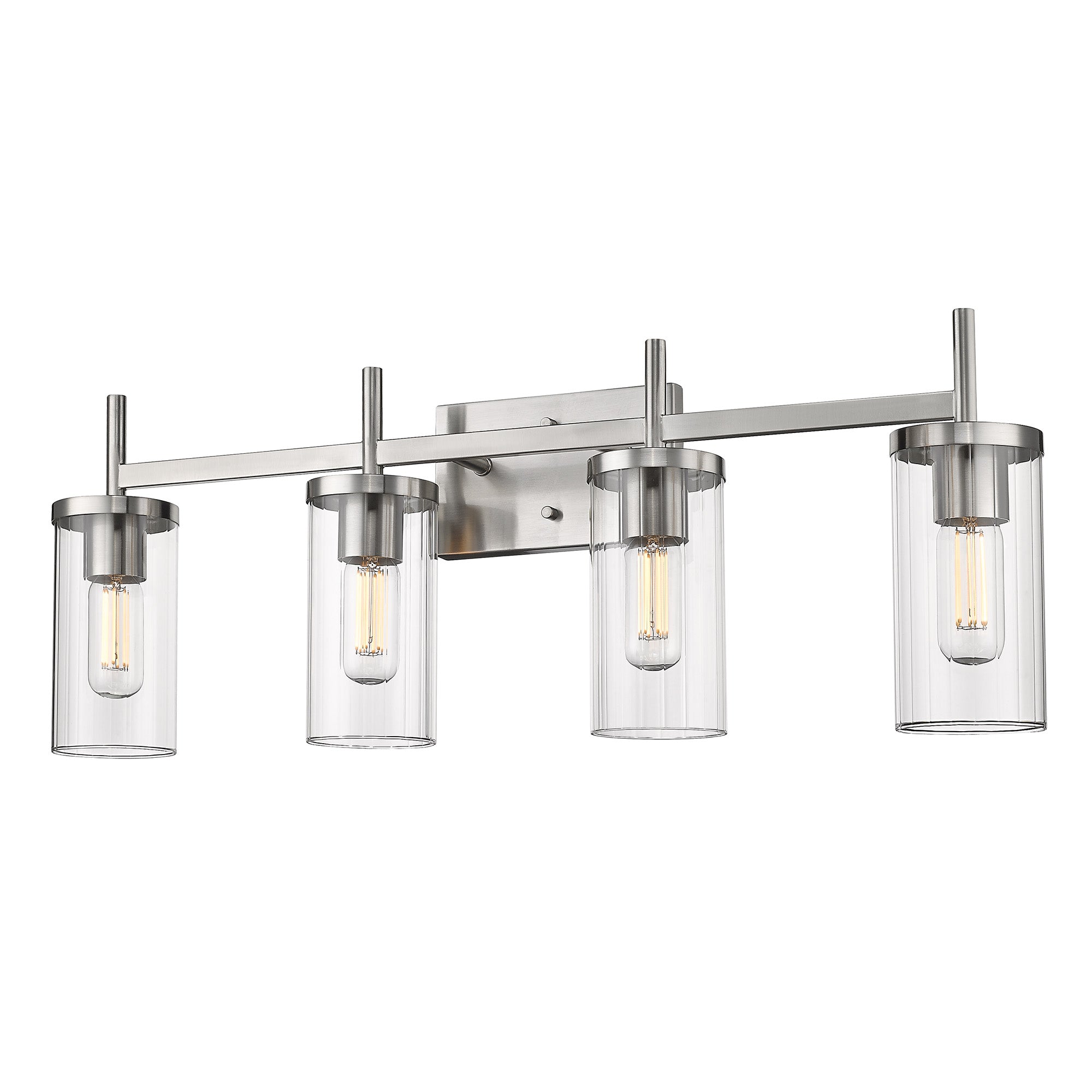 Winslett 4-Light Bath Vanity in Pewter with Ribbed Clear Glass Shades - Default Title - Golden Lighting