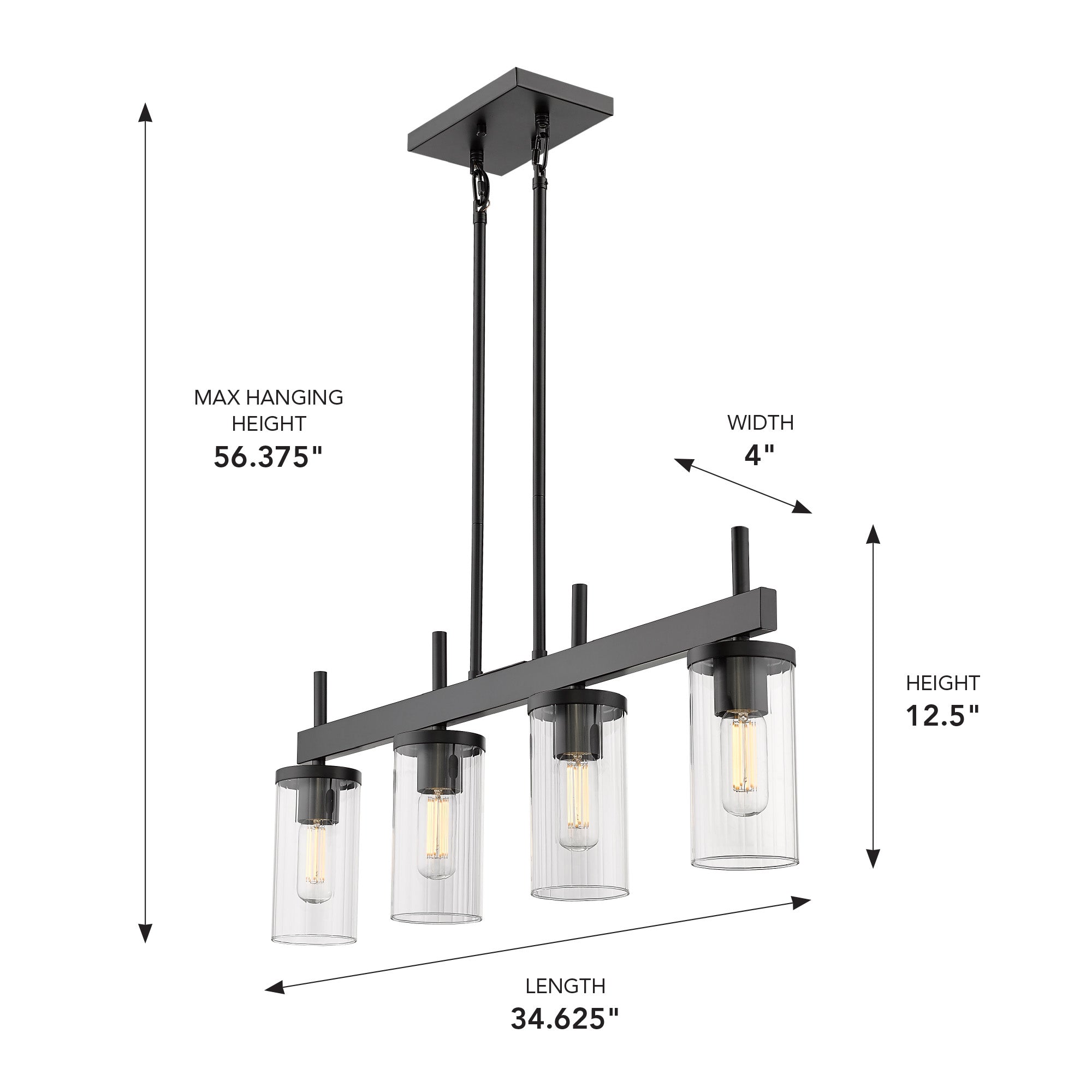 Golden Lighting Winslett 4-light Island Light in Matte Black - - Golden Lighting