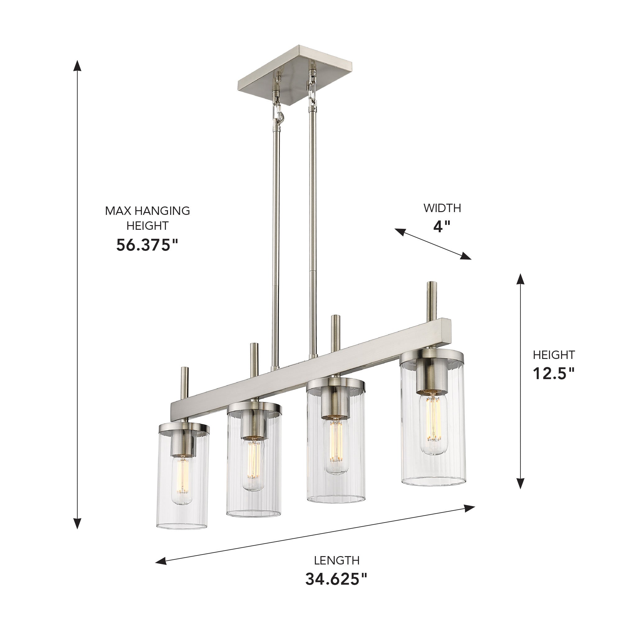 Golden Lighting Winslett 4-light Island Light in Pewter - - Golden Lighting