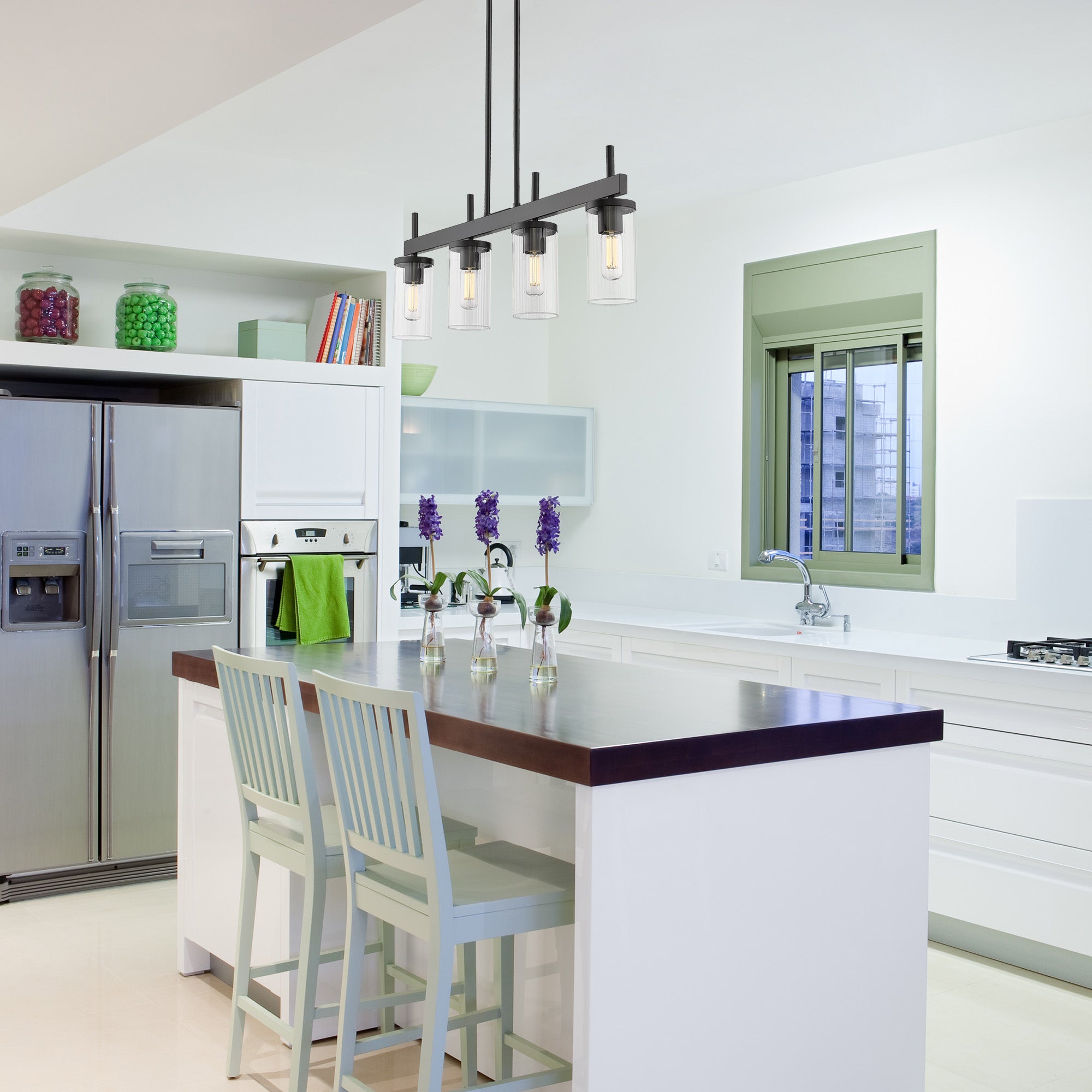 Golden Lighting Winslett 4-light Island Light in Matte Black