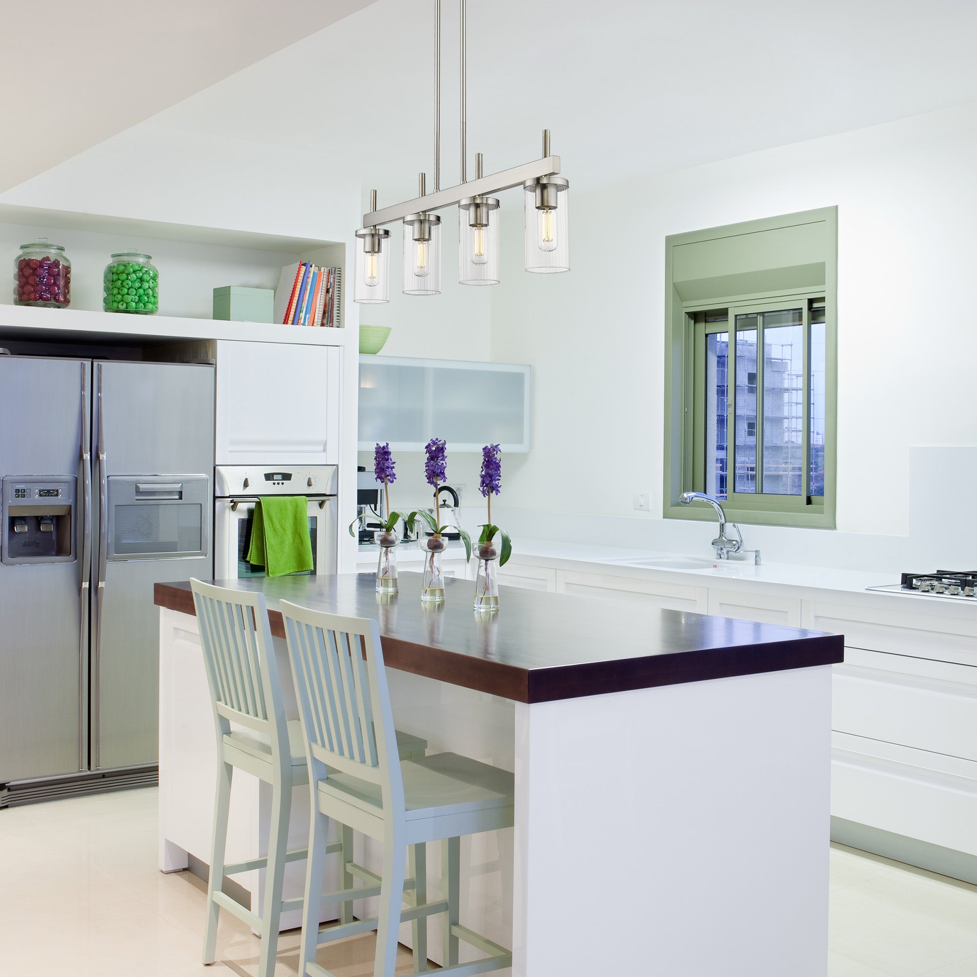 Golden Lighting Winslett 4-light Island Light in Pewter