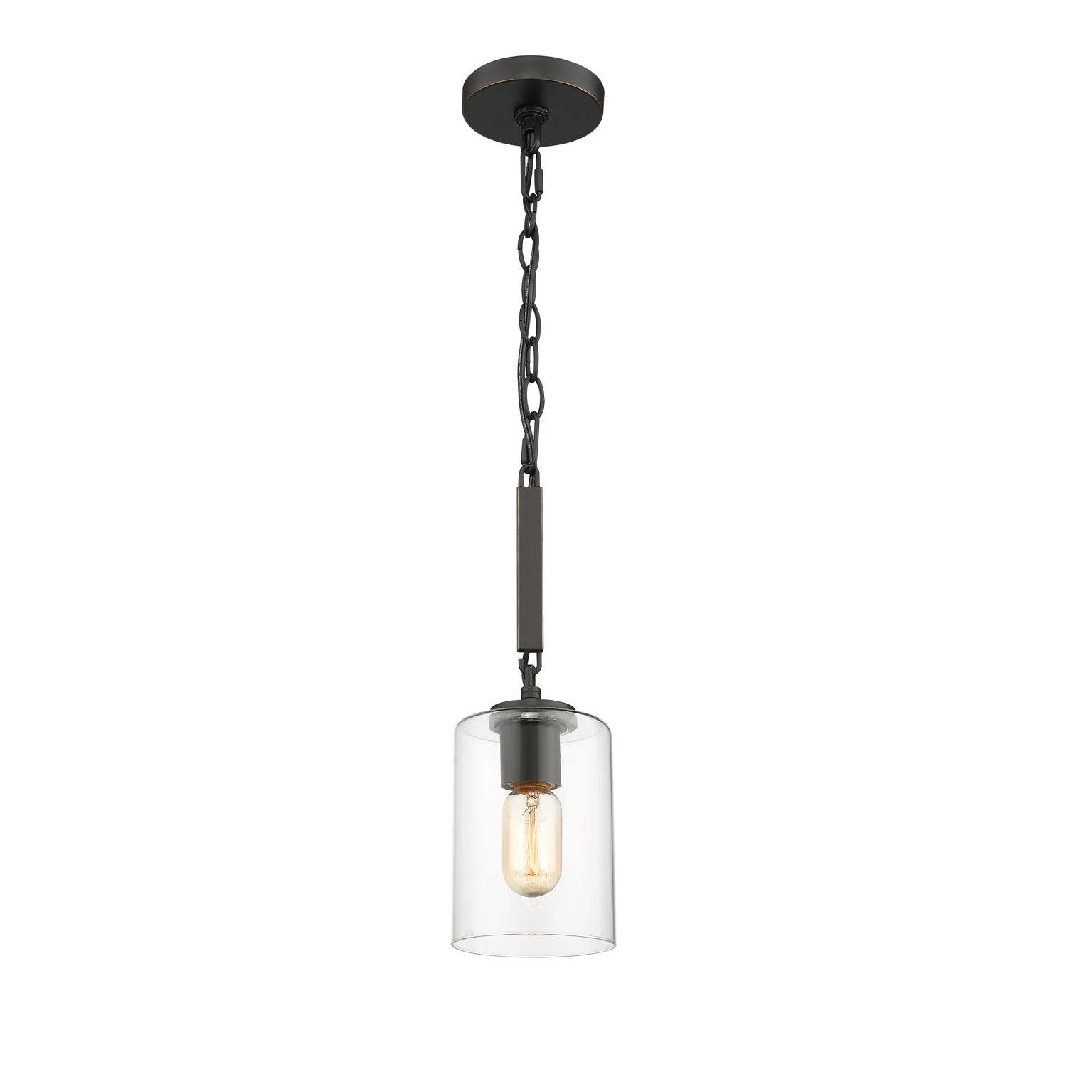 Monroe Mini Pendant in Matte Black with Gold Highlights and Clear Glass - Default Title - Golden Lighting