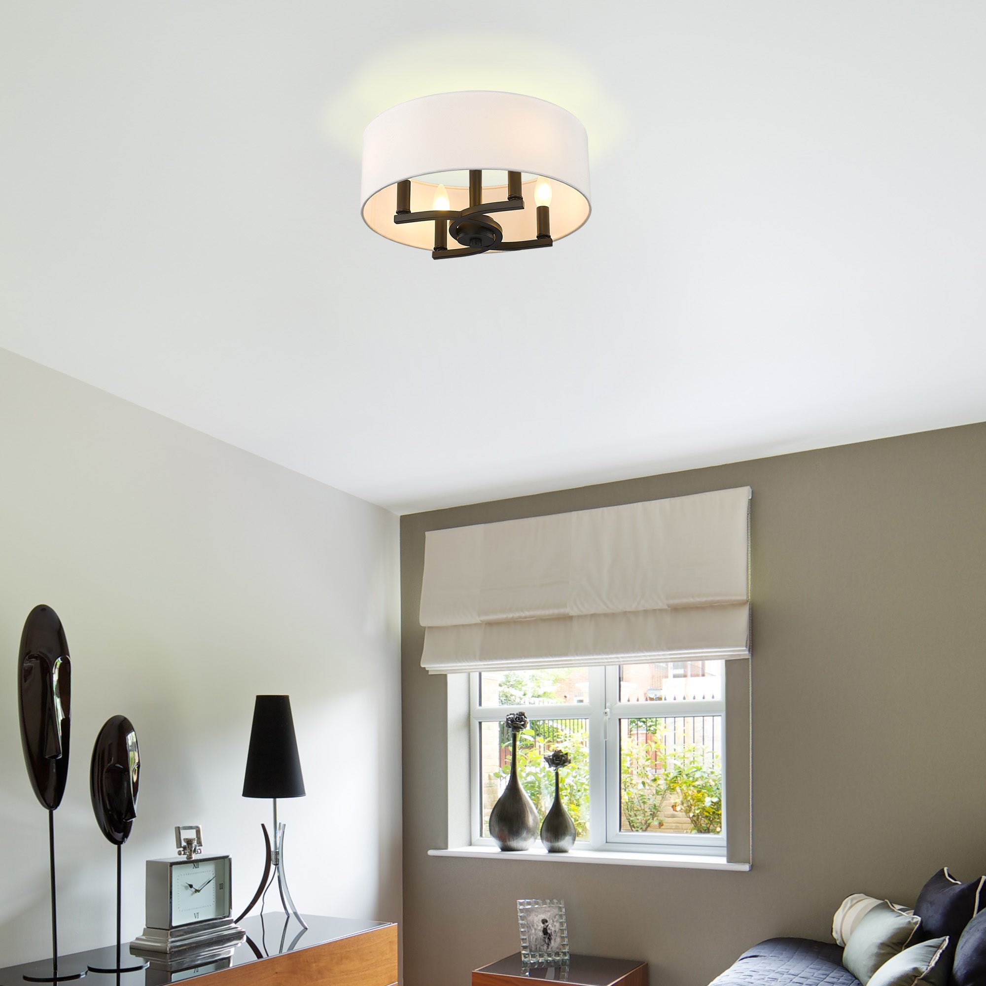 Golden Lighting Eliana 4-light Semi-Flush Mount in Matte Black