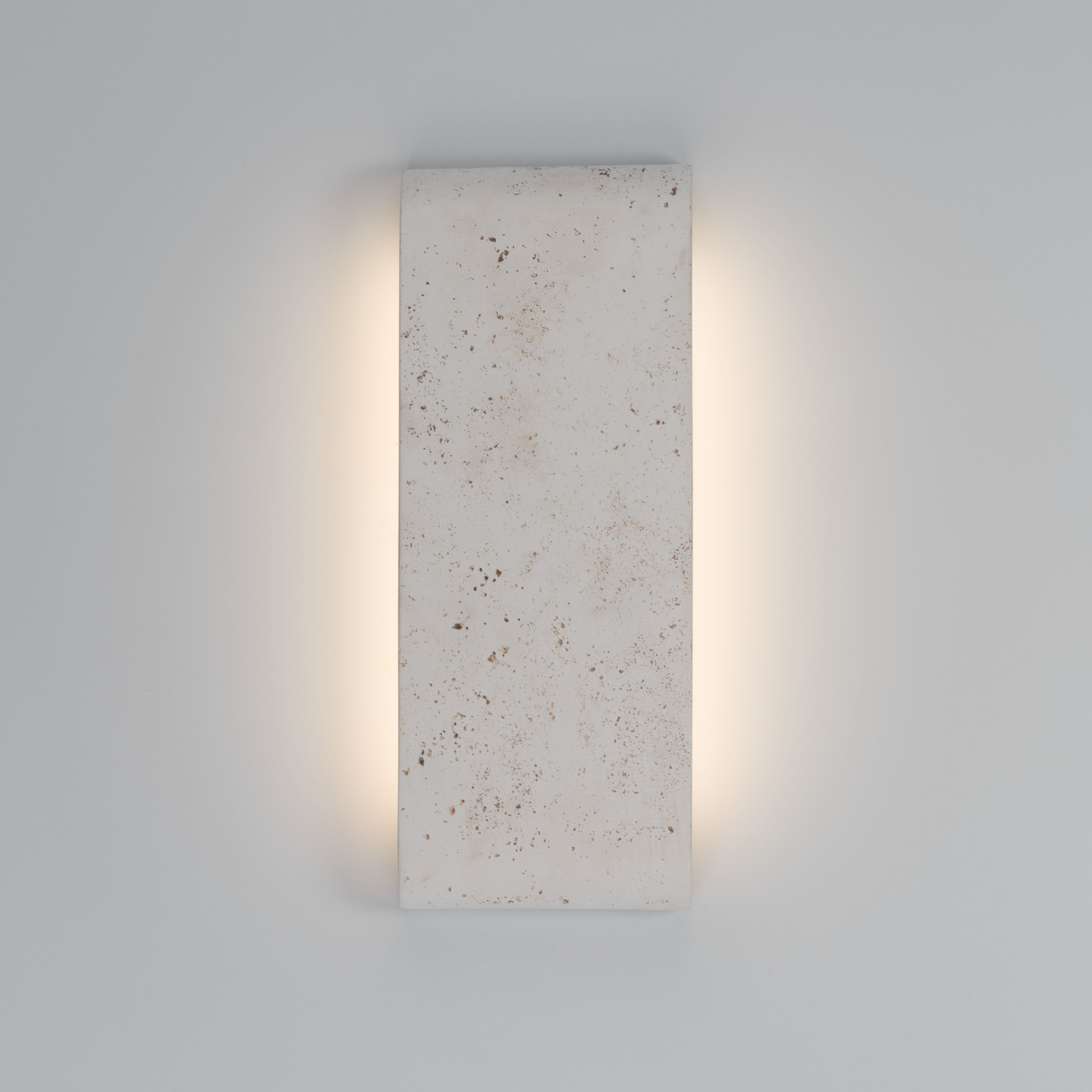 Golden Lighting Stela Integrated LED 16in Outdoor Wall in White Travertine