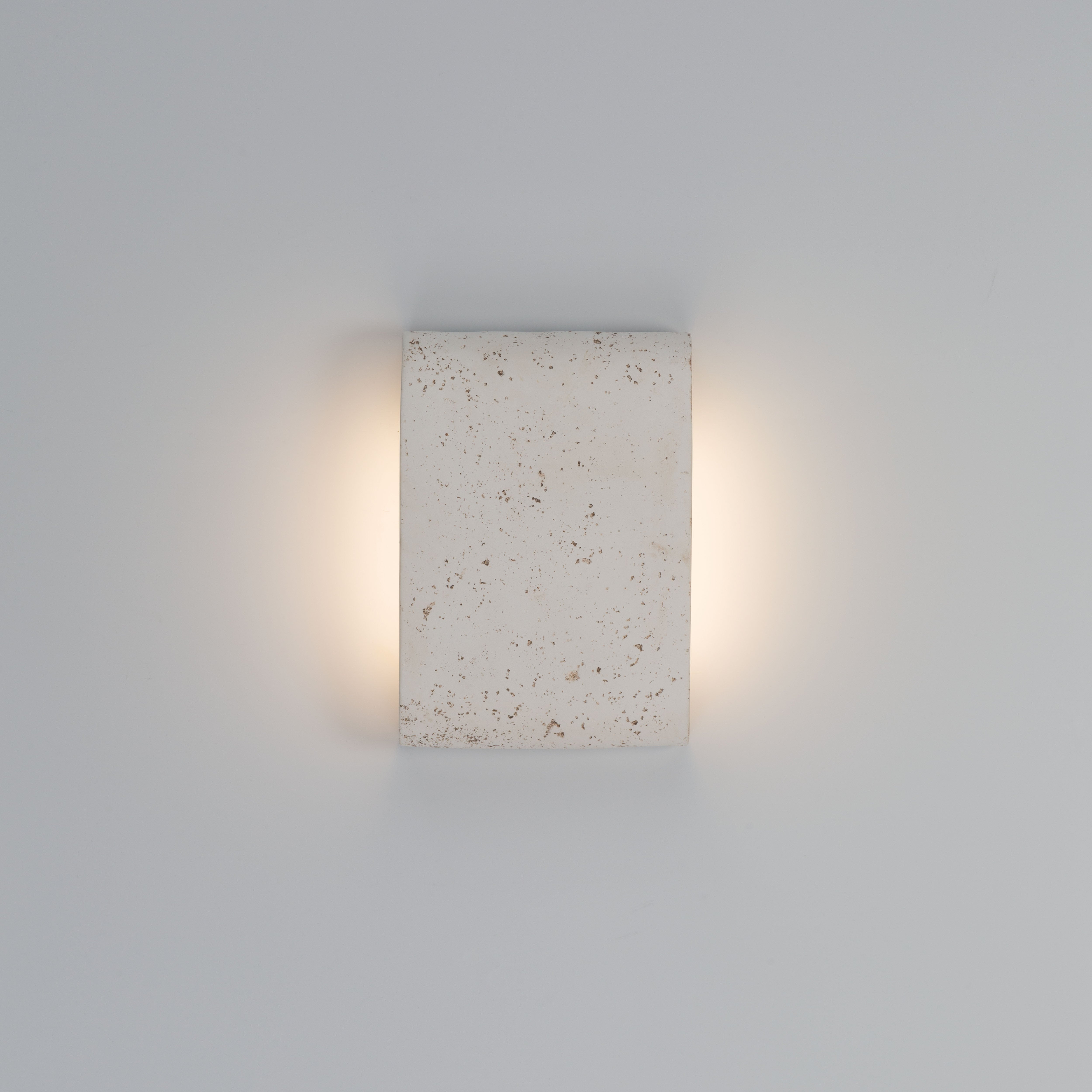 Golden Lighting Stela Integrated LED 9in Outdoor Wall in White Travertine - - Golden Lighting