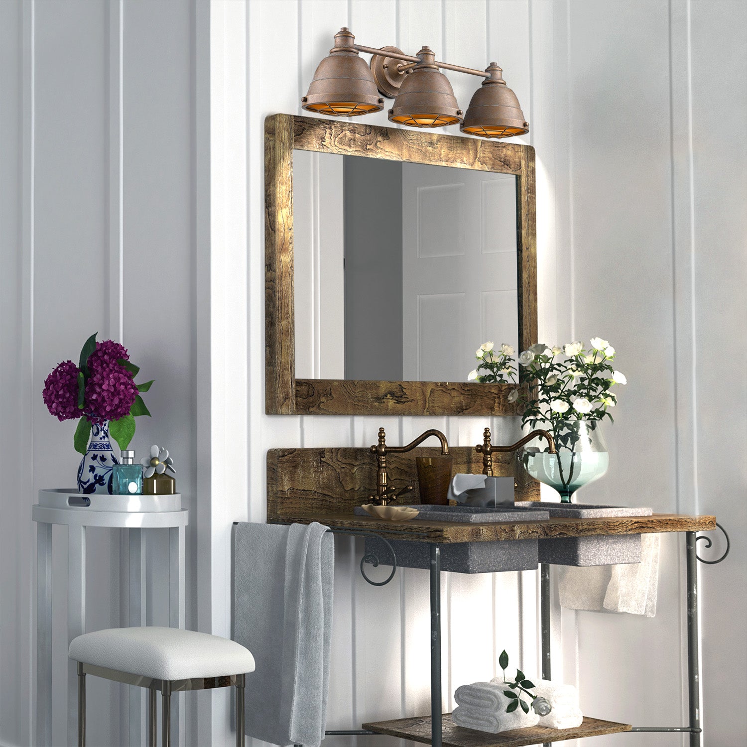 Golden Lighting Bartlett 3-light Vanity in Copper Patina