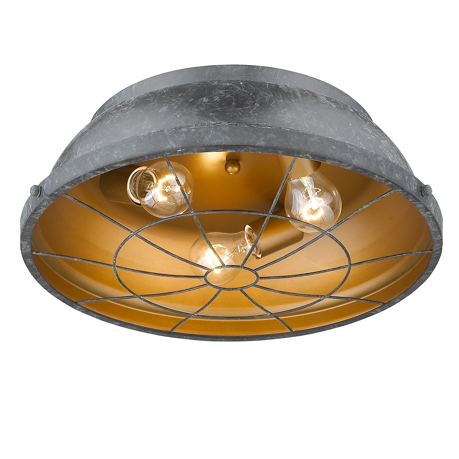 Golden Lighting Bartlett 3-light Flush Mount in Black Patina - - Golden Lighting