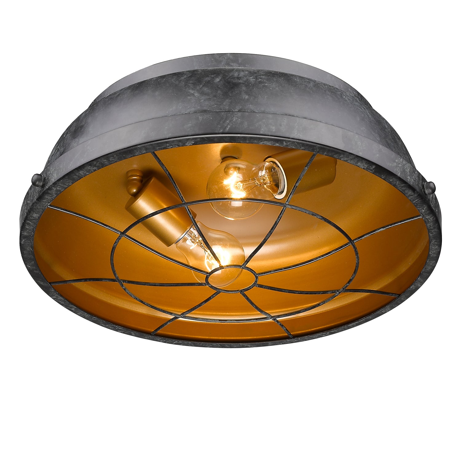 Golden Lighting Bartlett 2-light Flush Mount in Black Patina - - Golden Lighting
