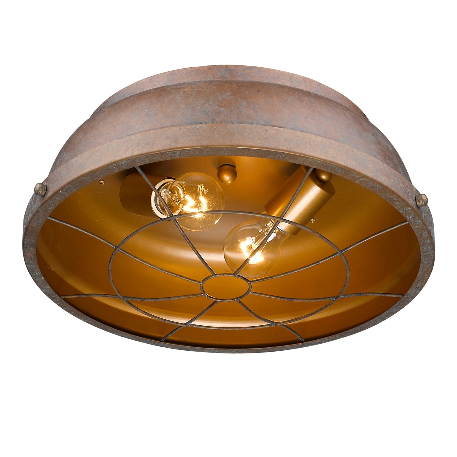 Golden Lighting Bartlett 2-light Flush Mount in Copper Patina - - Golden Lighting