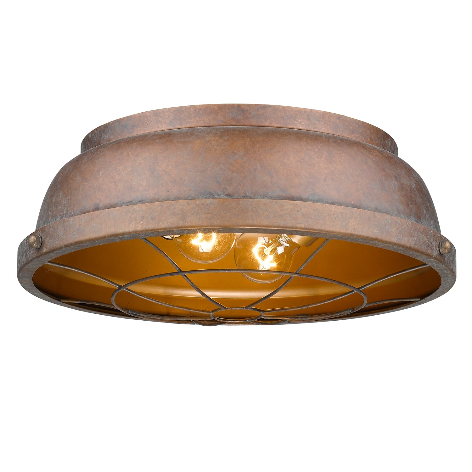 Golden Lighting Bartlett 2-light Flush Mount in Copper Patina