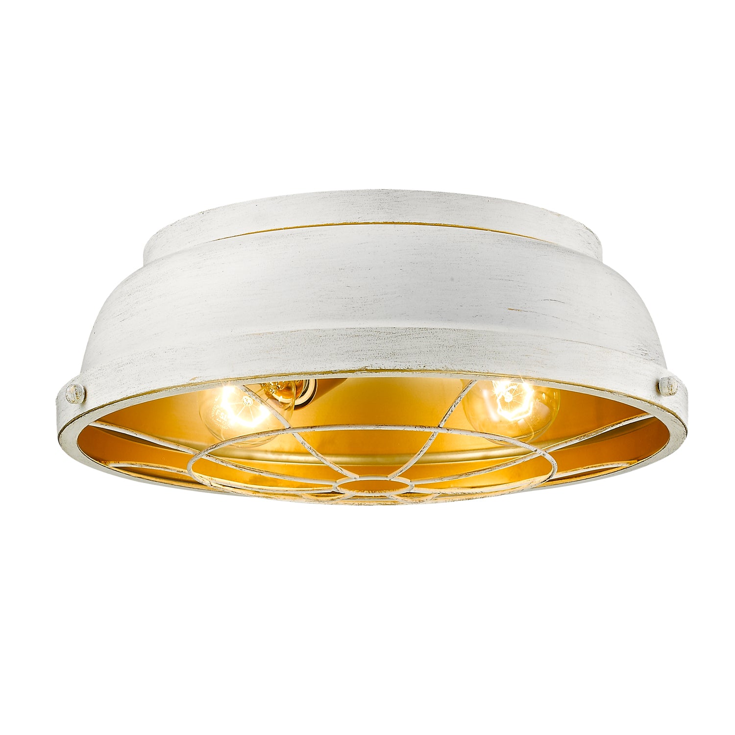 Golden Lighting Bartlett 2-light Flush Mount in French White - Default Title - Golden Lighting