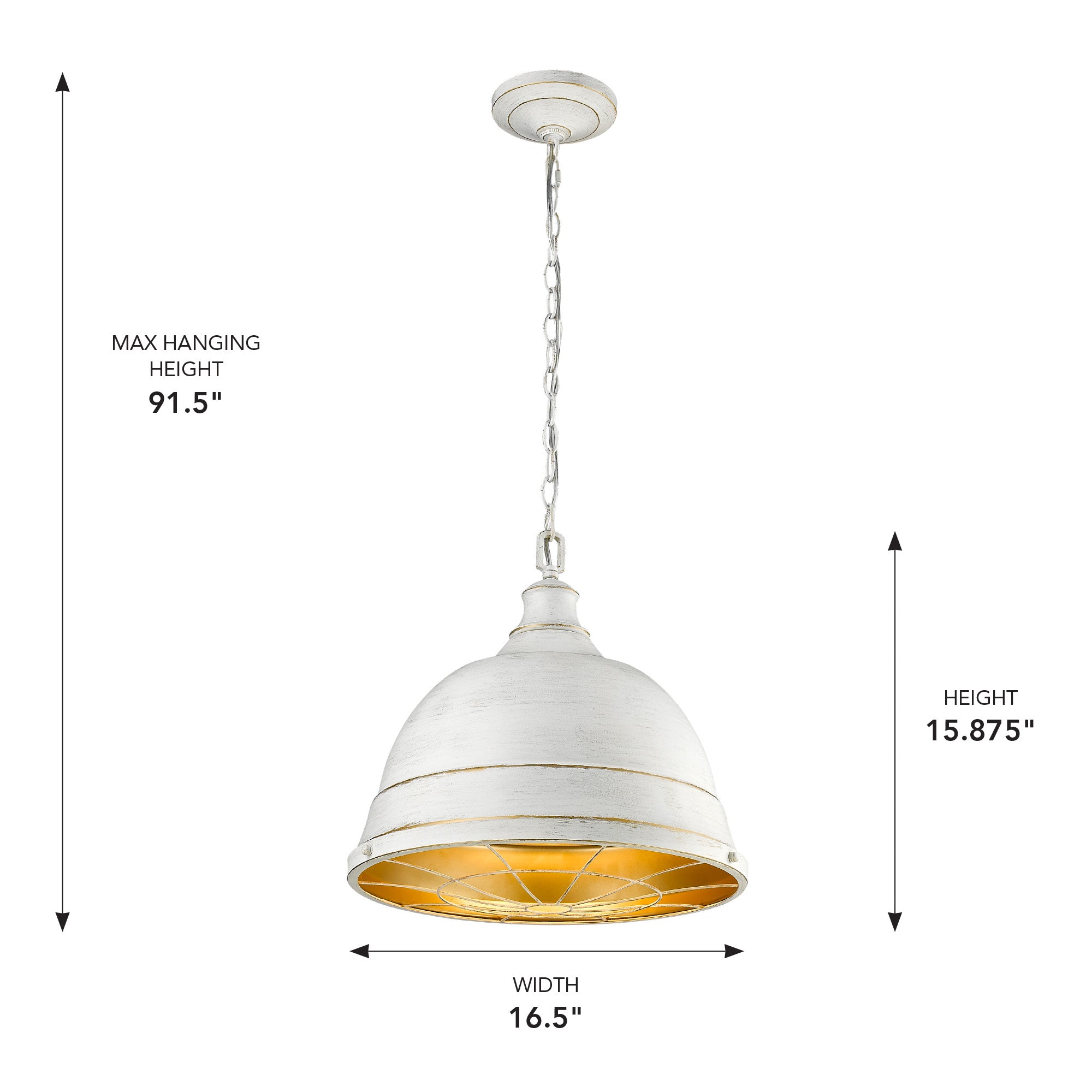 Golden Lighting Bartlett 2-light Pendant in French White - - Golden Lighting