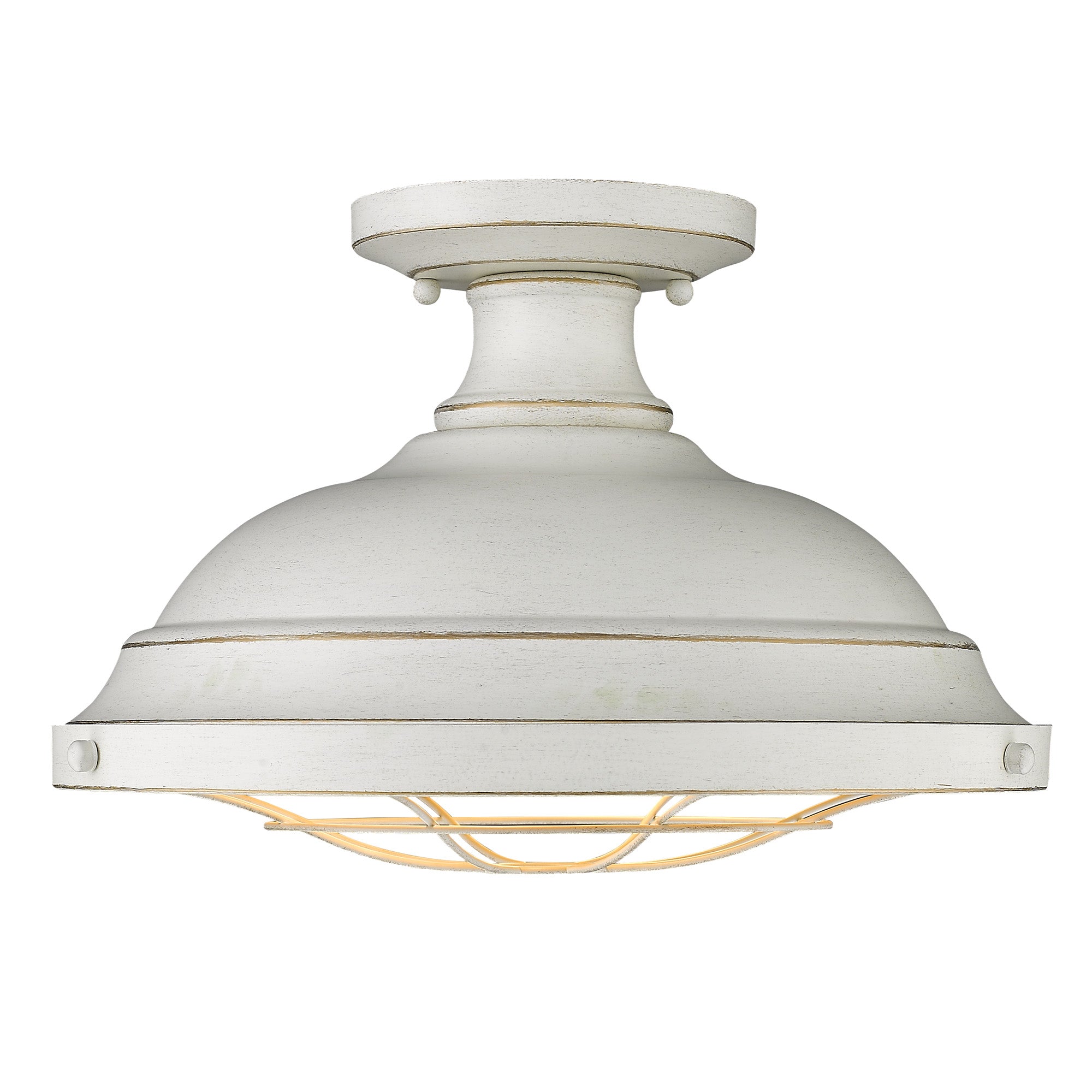 Golden Lighting Bartlett 2-light Semi-Flush Mount in French White - - Golden Lighting