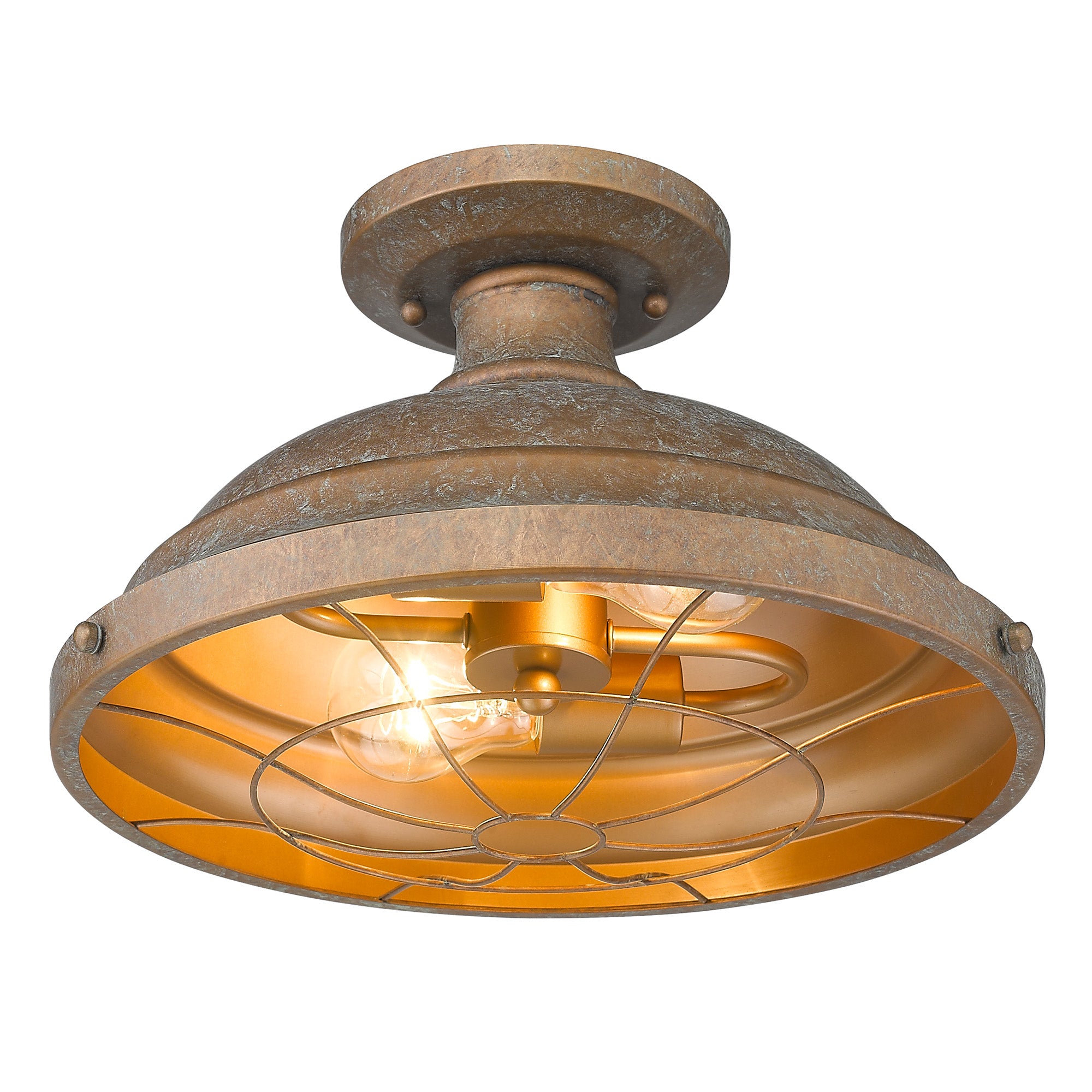 Golden Lighting Bartlett 2-light Semi-Flush Mount in Copper Patina - - Golden Lighting