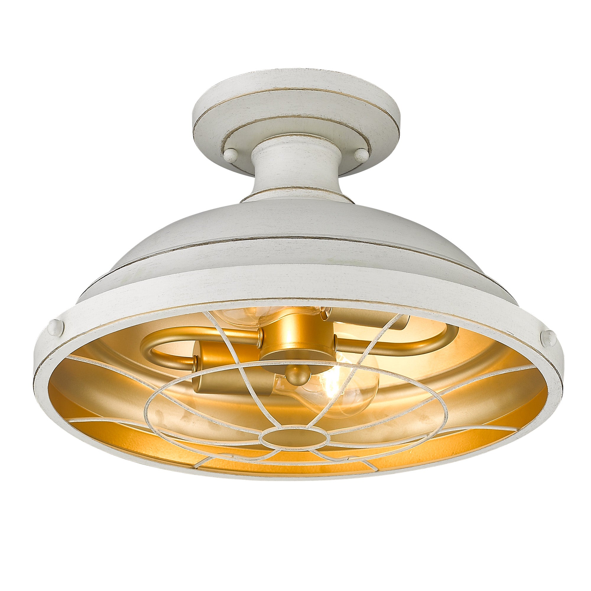 Golden Lighting Bartlett 2-light Semi-Flush Mount in French White - - Golden Lighting