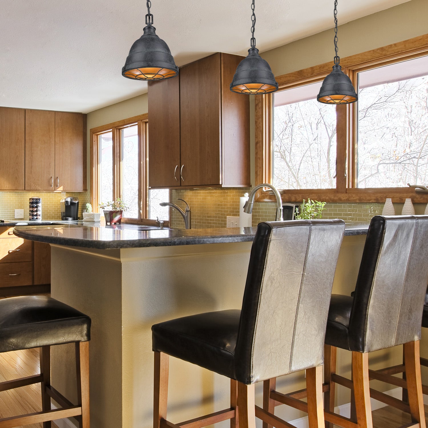 Golden Lighting Bartlett 1-light Pendant in Black Patina