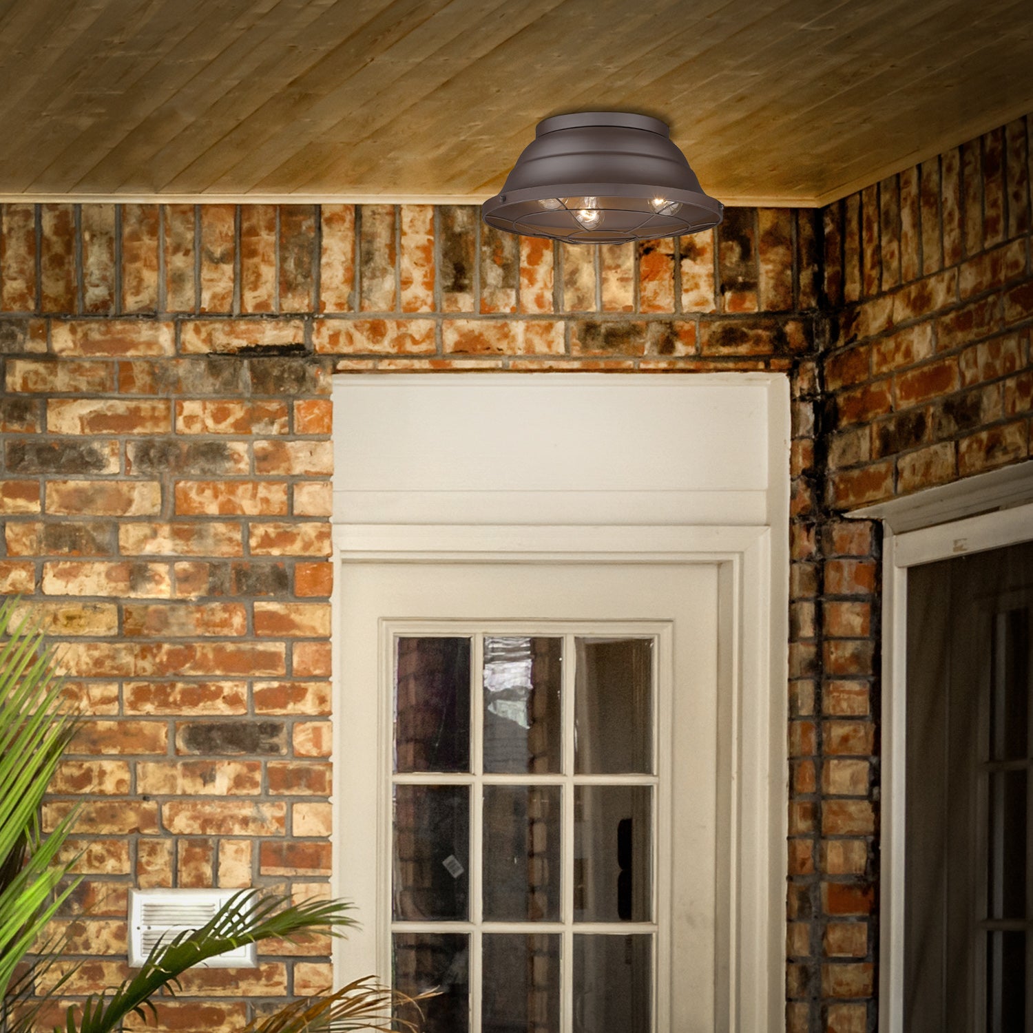 Golden Lighting Bartlett 3-light Outdoor Ceiling in Textured Bronze