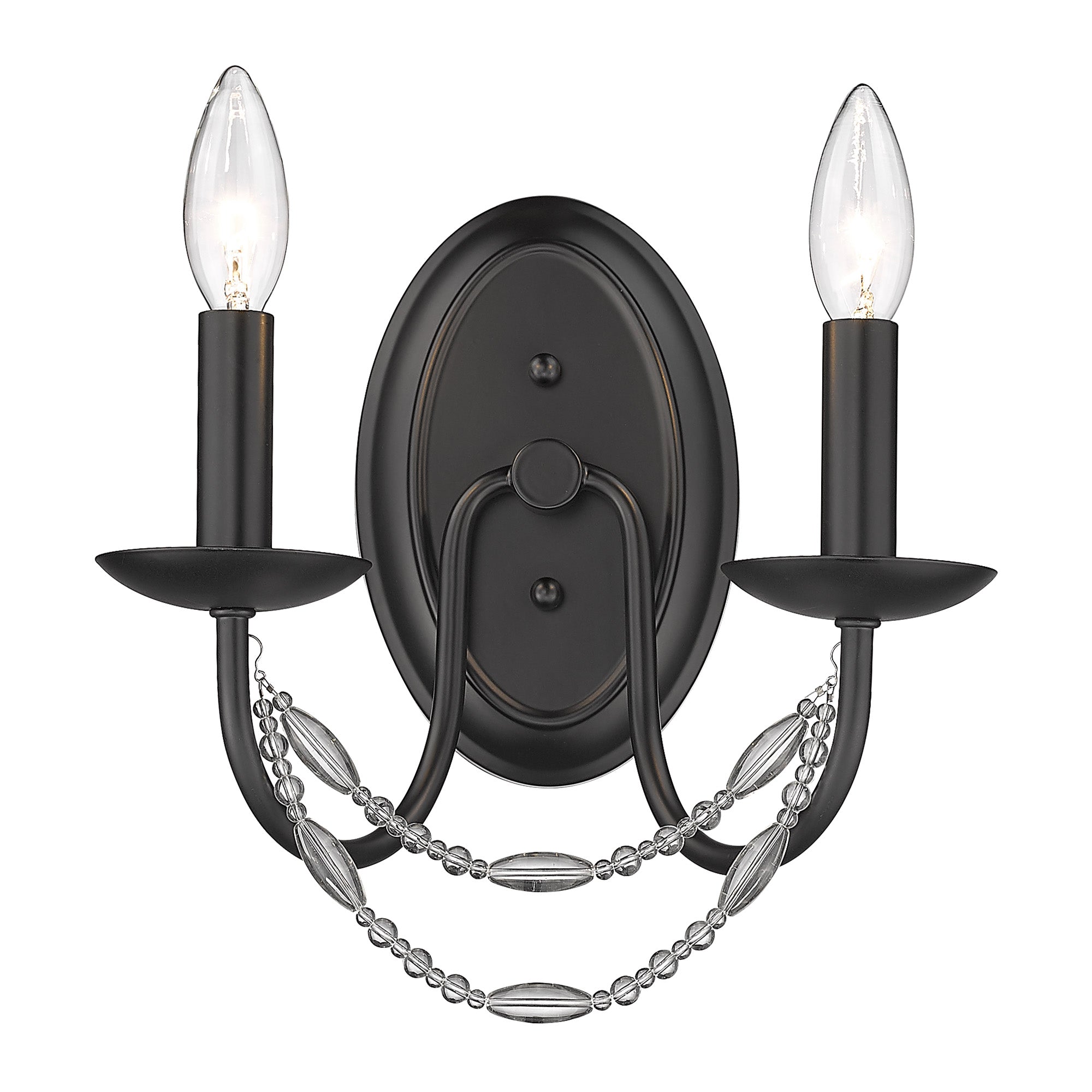 Golden Lighting Mirabella 2-light Wall Sconce in Matte Black - - Golden Lighting