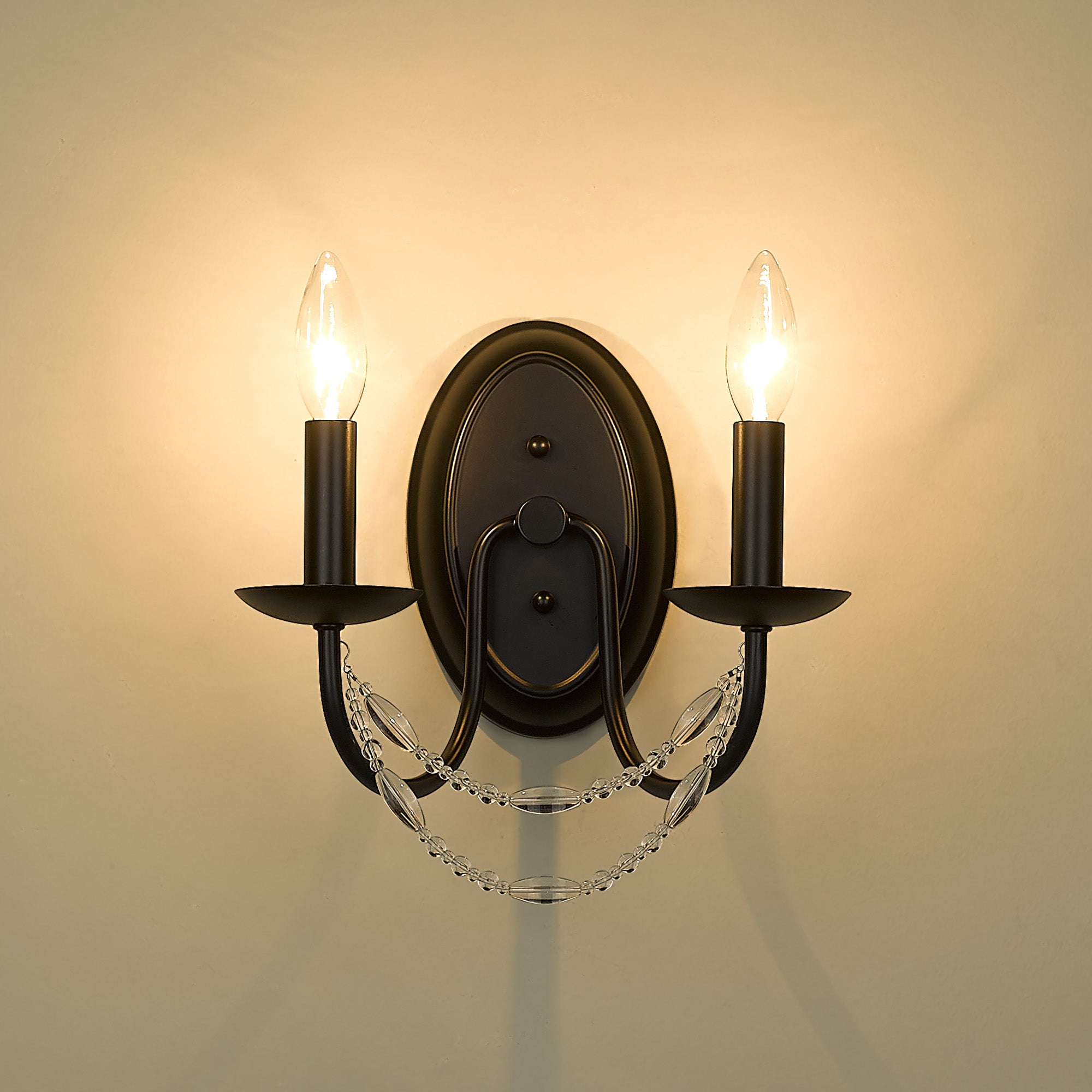 Golden Lighting Mirabella 2-light Wall Sconce in Matte Black - - Golden Lighting