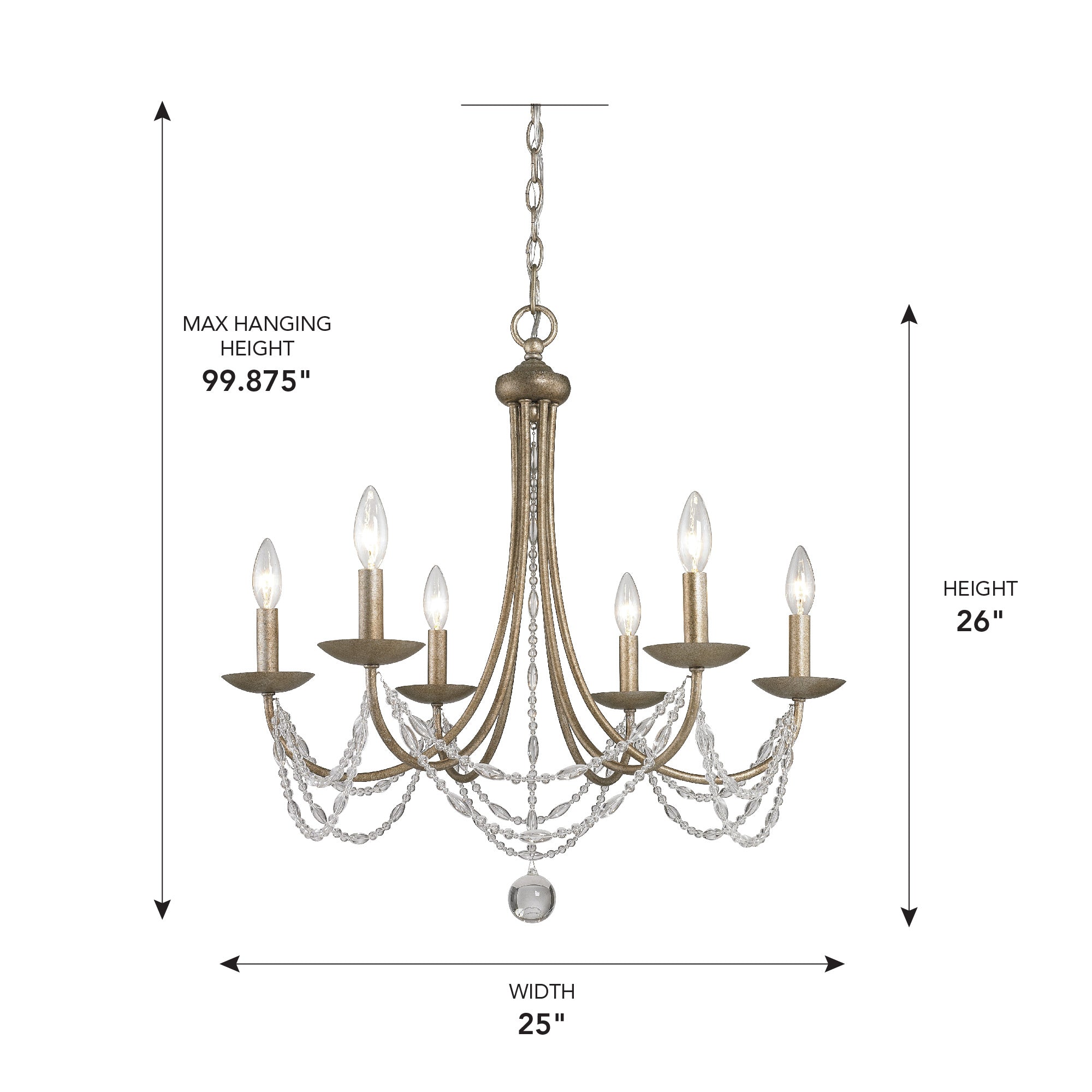 Golden Lighting Mirabella 6-light Chandelier in Golden Aura - - Golden Lighting