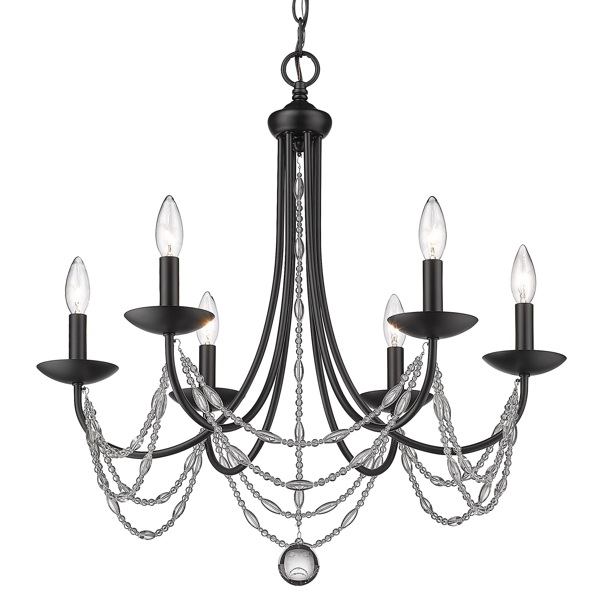 Golden Lighting Mirabella 6-light Chandelier in Matte Black