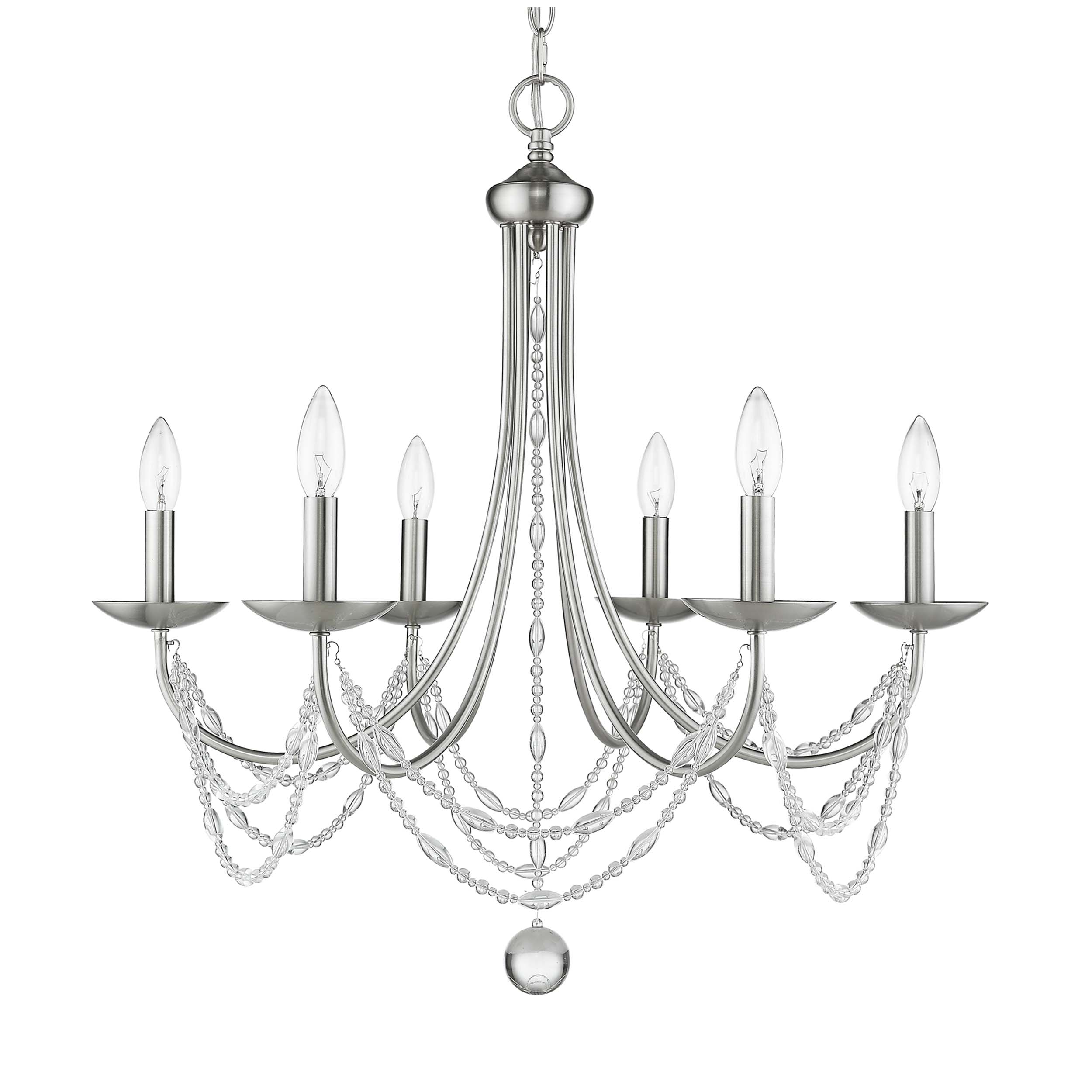 Golden Lighting Mirabella 6-light Chandelier in Pewter - Default Title - Golden Lighting