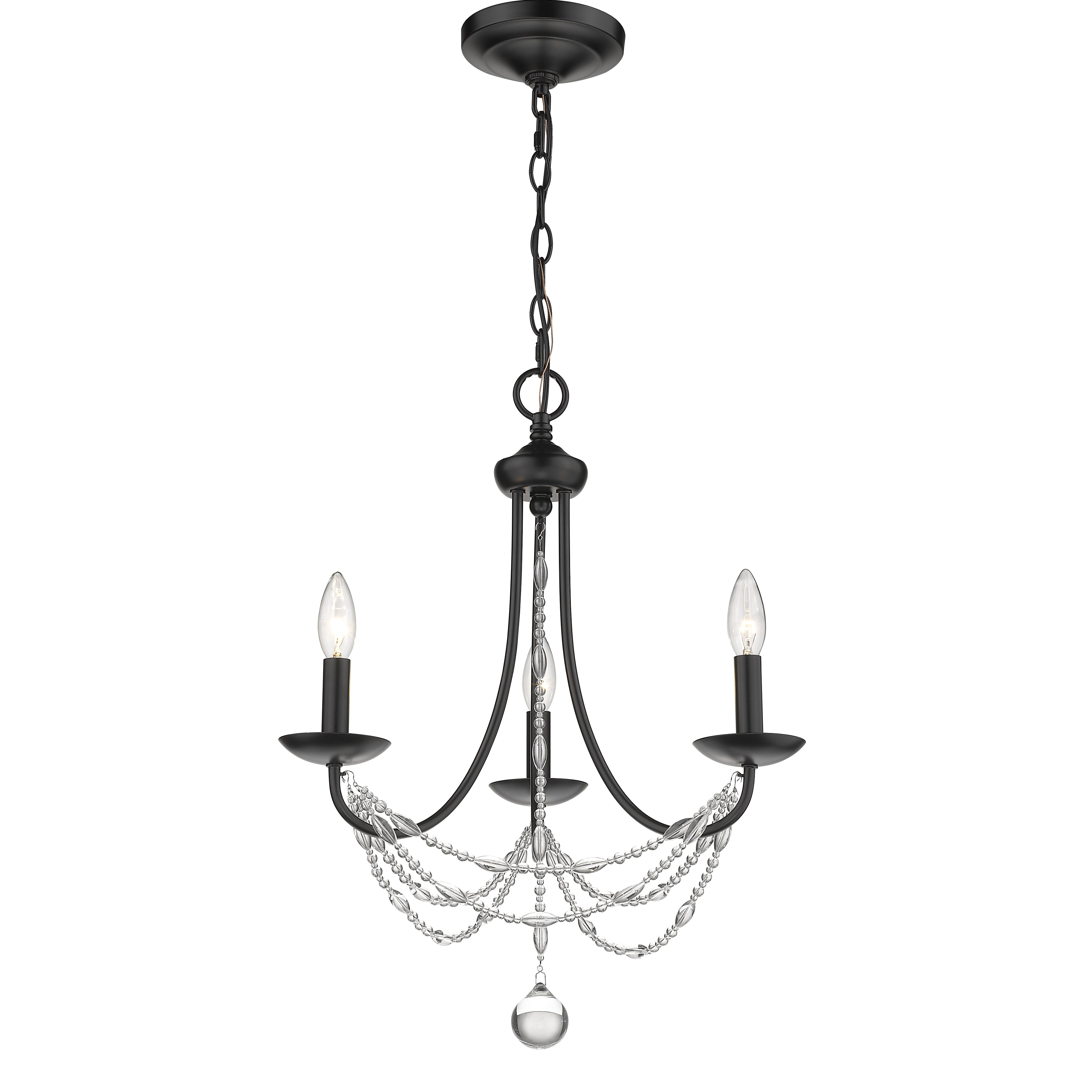 Golden Lighting Mirabella 3-light Chandelier in Matte Black - - Golden Lighting