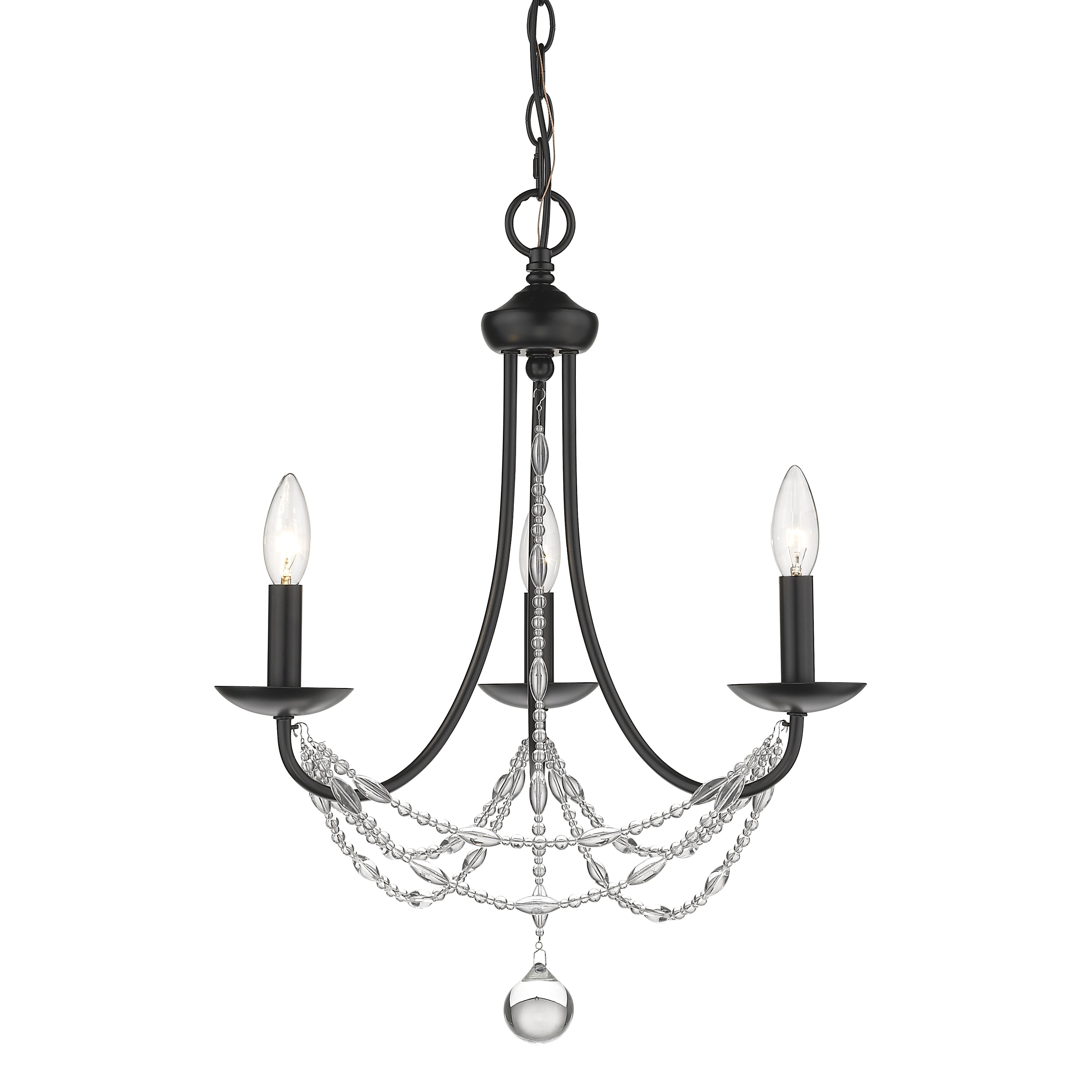 Mirabella Collection 3-Light Mini Chandelier in Black - Default Title - Golden Lighting