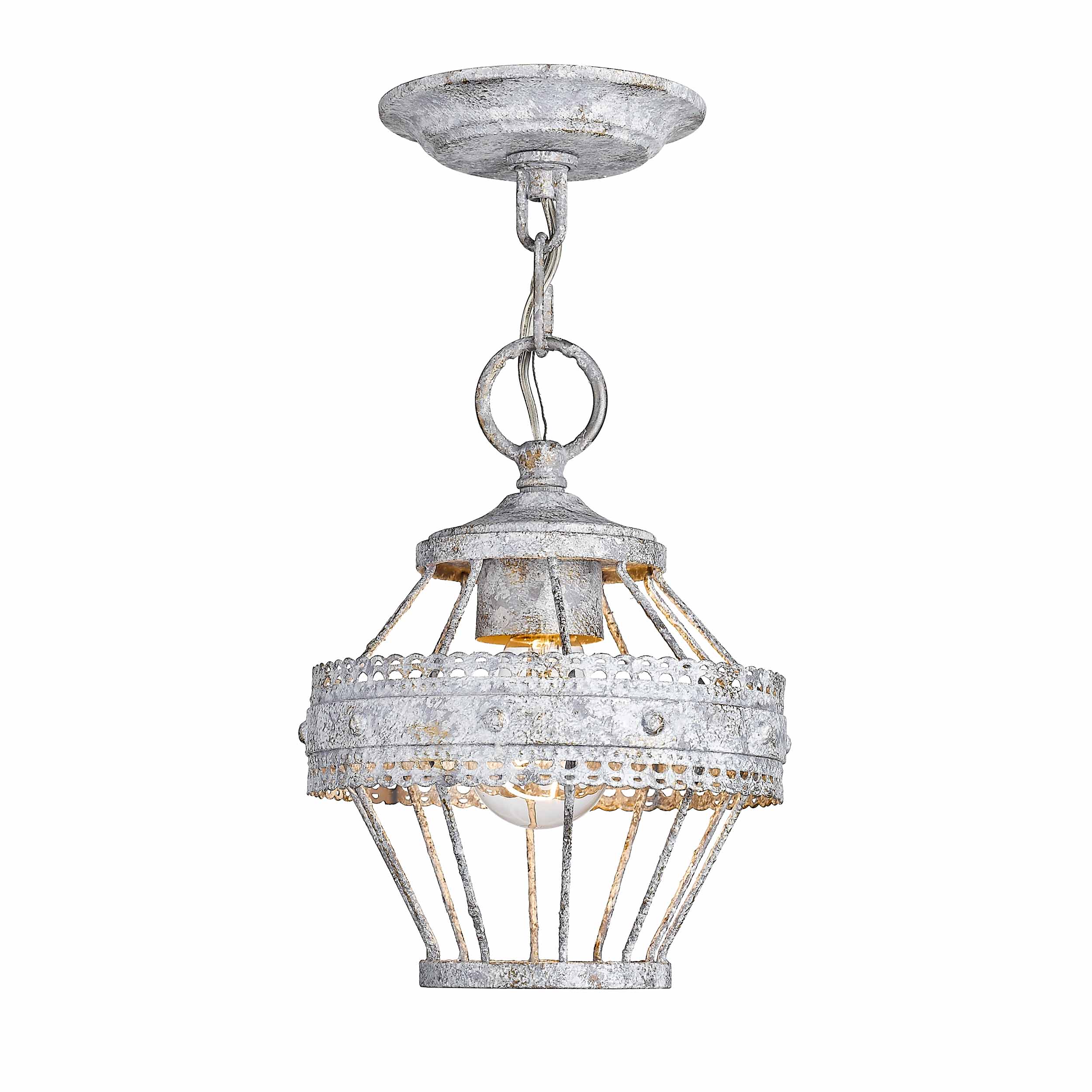 Wry Lighting Ferris 1-light Semi-Flush Mount in Oyster - - Golden Lighting