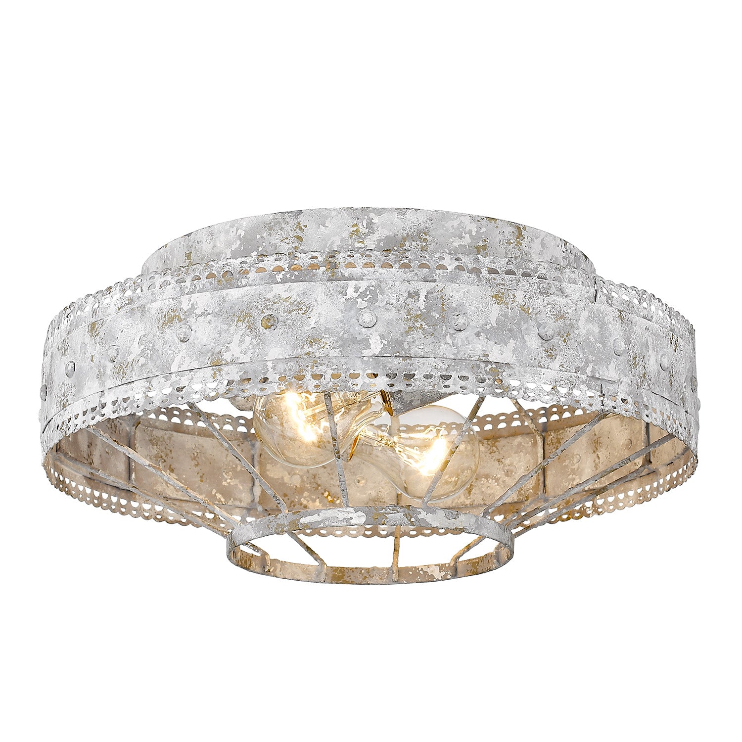 Wry Lighting Ferris 2-light Flush Mount in Oyster - - Golden Lighting