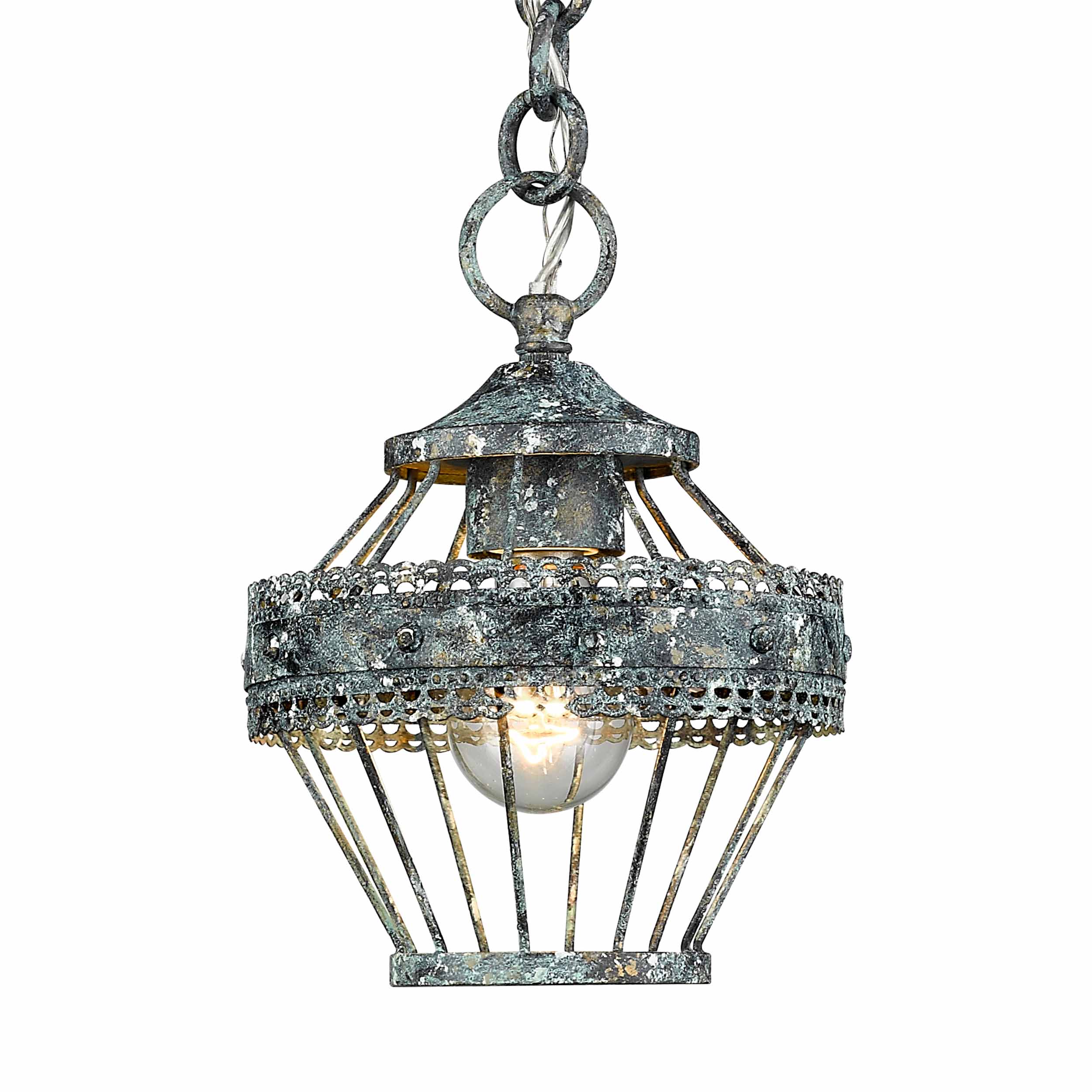 Wry Lighting Ferris 1-light Pendant in Blue Verde Patina - - Golden Lighting