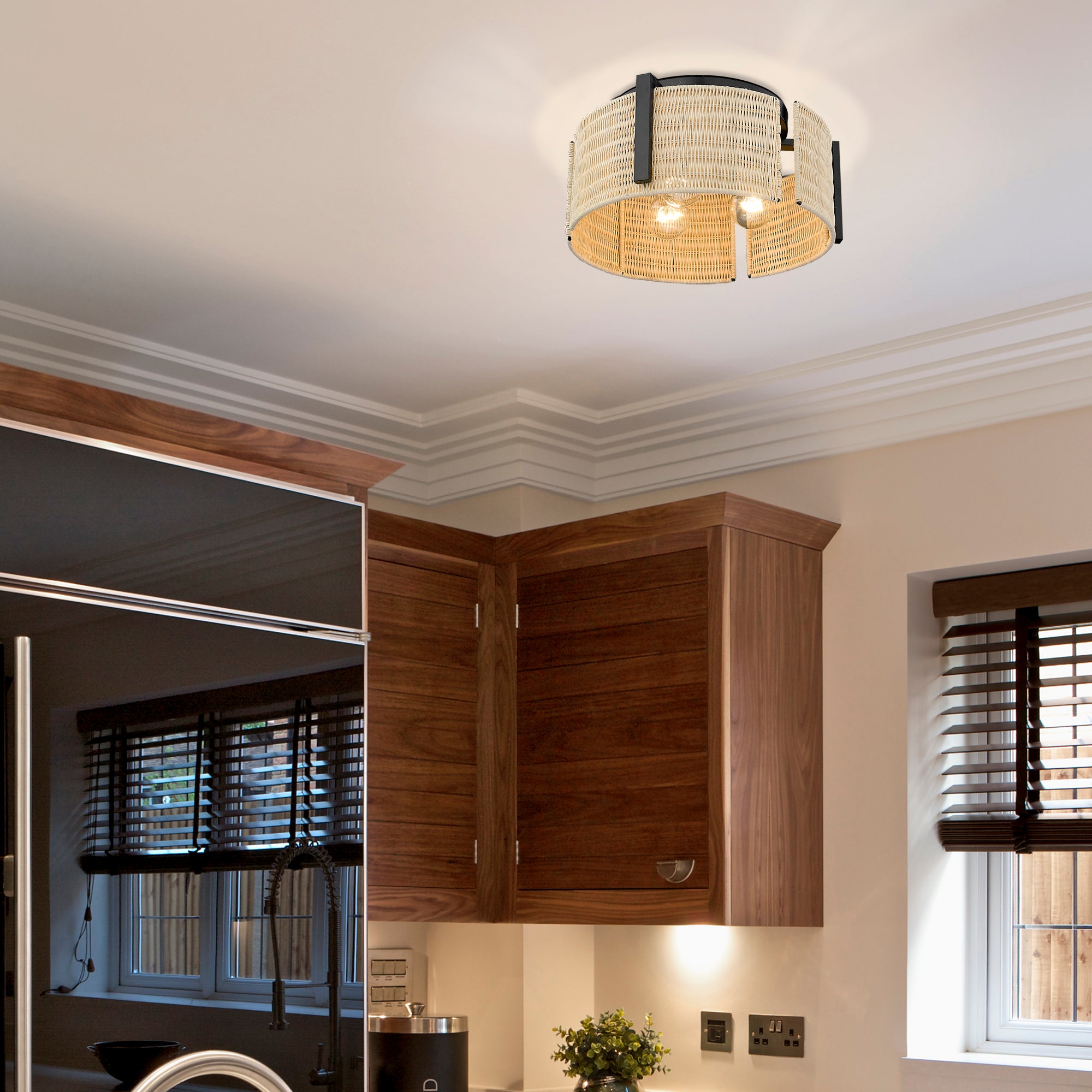 Wry Lighting Grove 3-light Flush Mount in Matte Black - Default Title - Golden Lighting