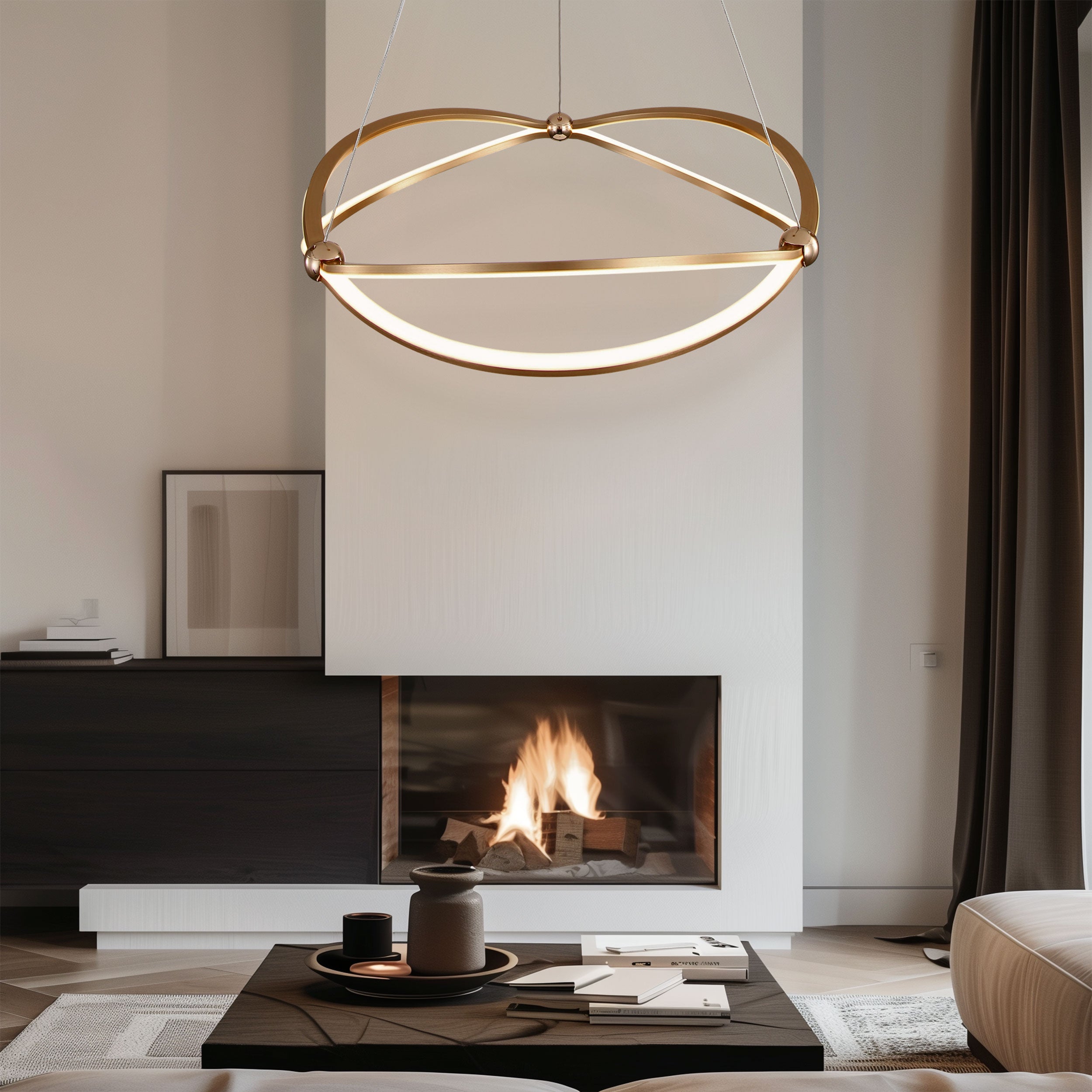 Wry Lighting Spirale Integrated LED 24in Chandelier in Anodized Gold - Default Title - Golden Lighting