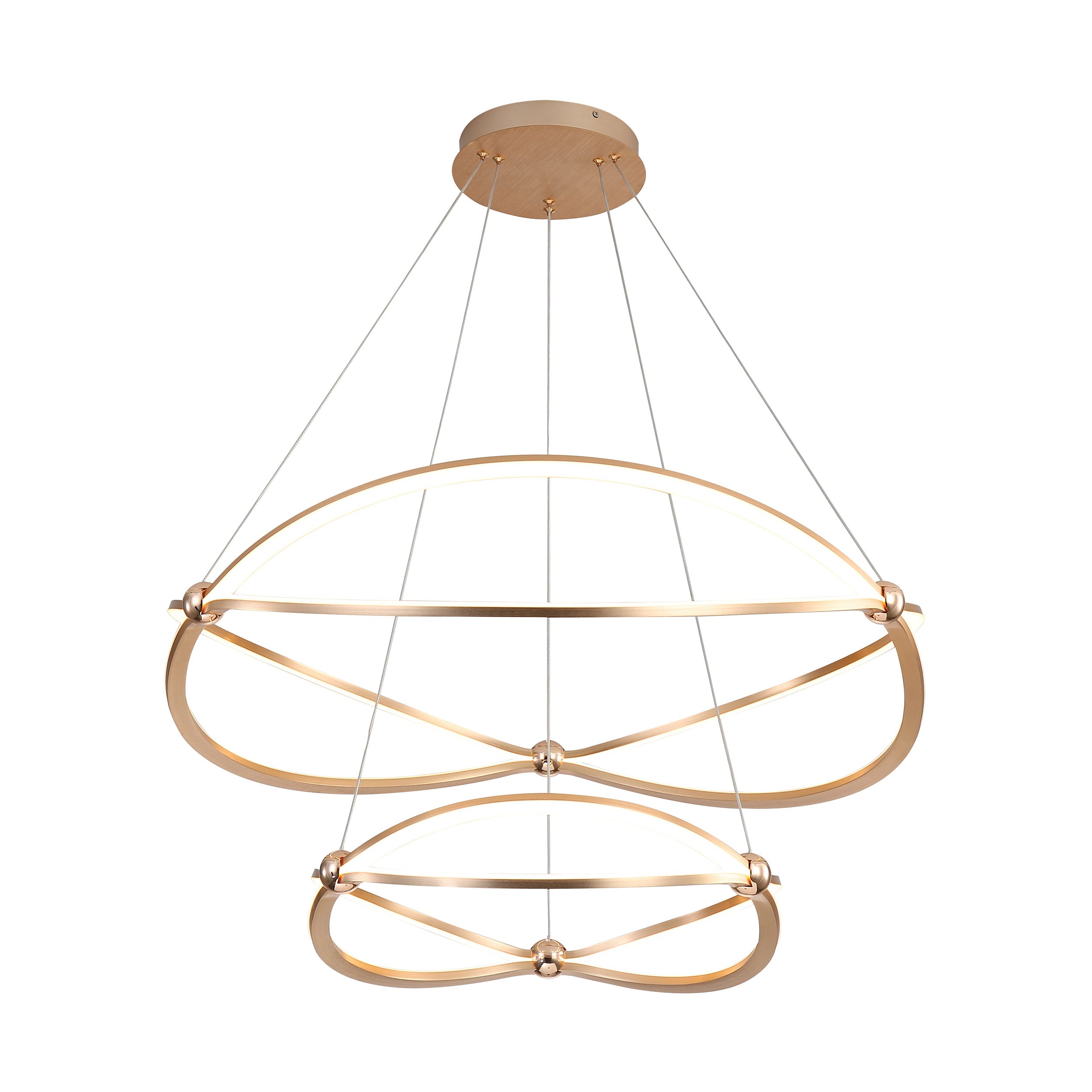 Spirale Integrated LED Two-Tier 32in Chandelier in Anodized Gold
