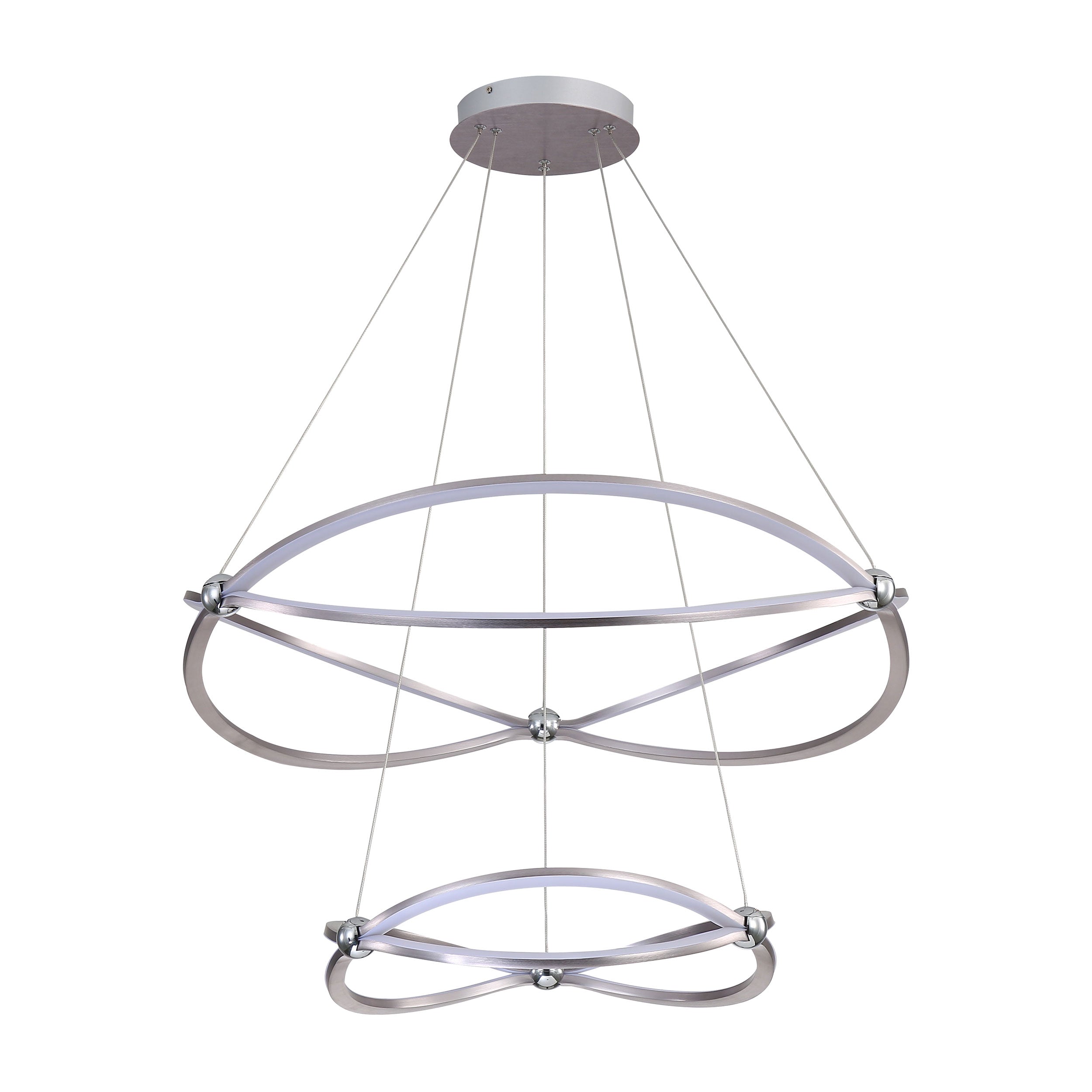 Spirale Integrated LED Two-tier 32in Chandelier in Satin Nickel