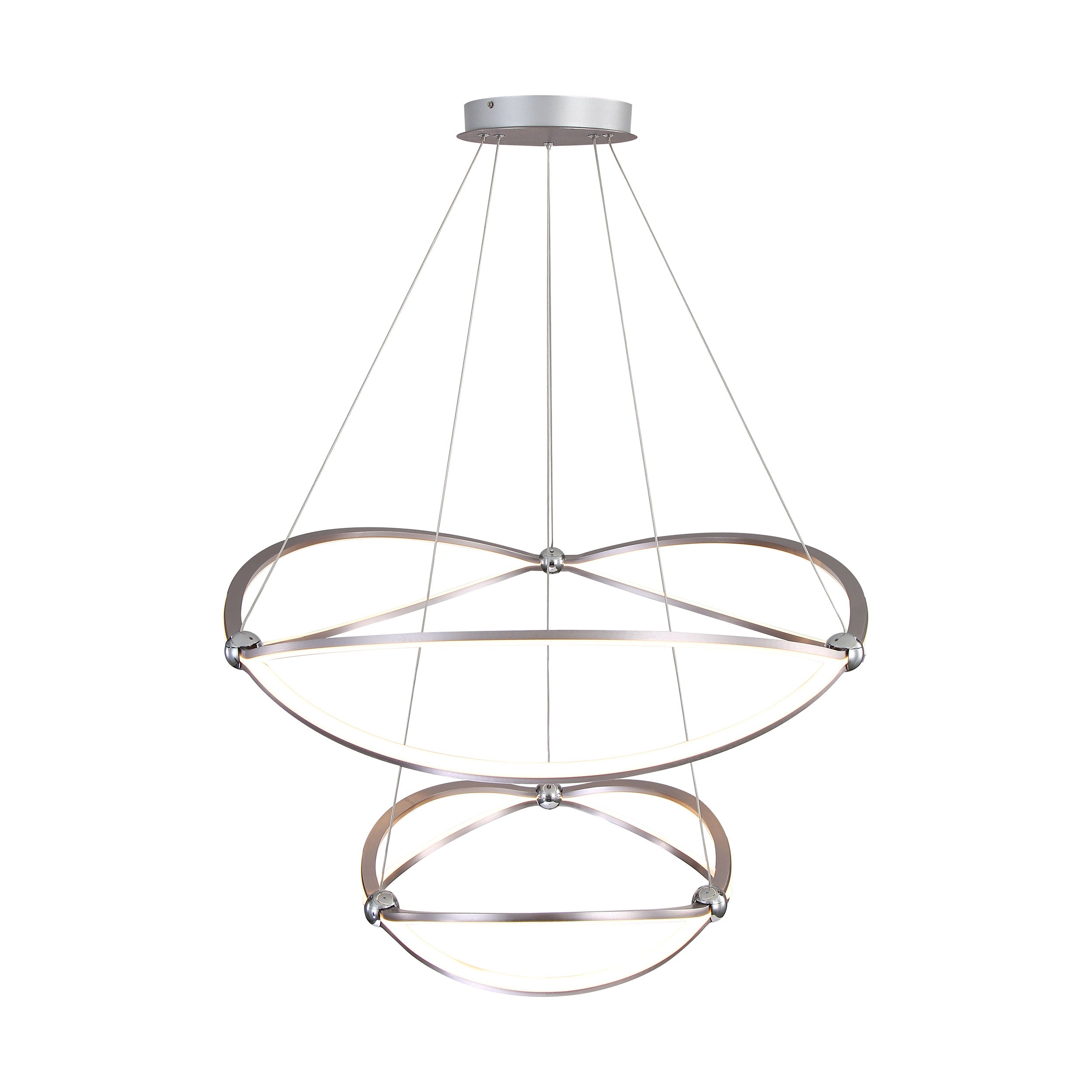 Spirale Integrated LED Two-tier 32in Chandelier in Satin Nickel