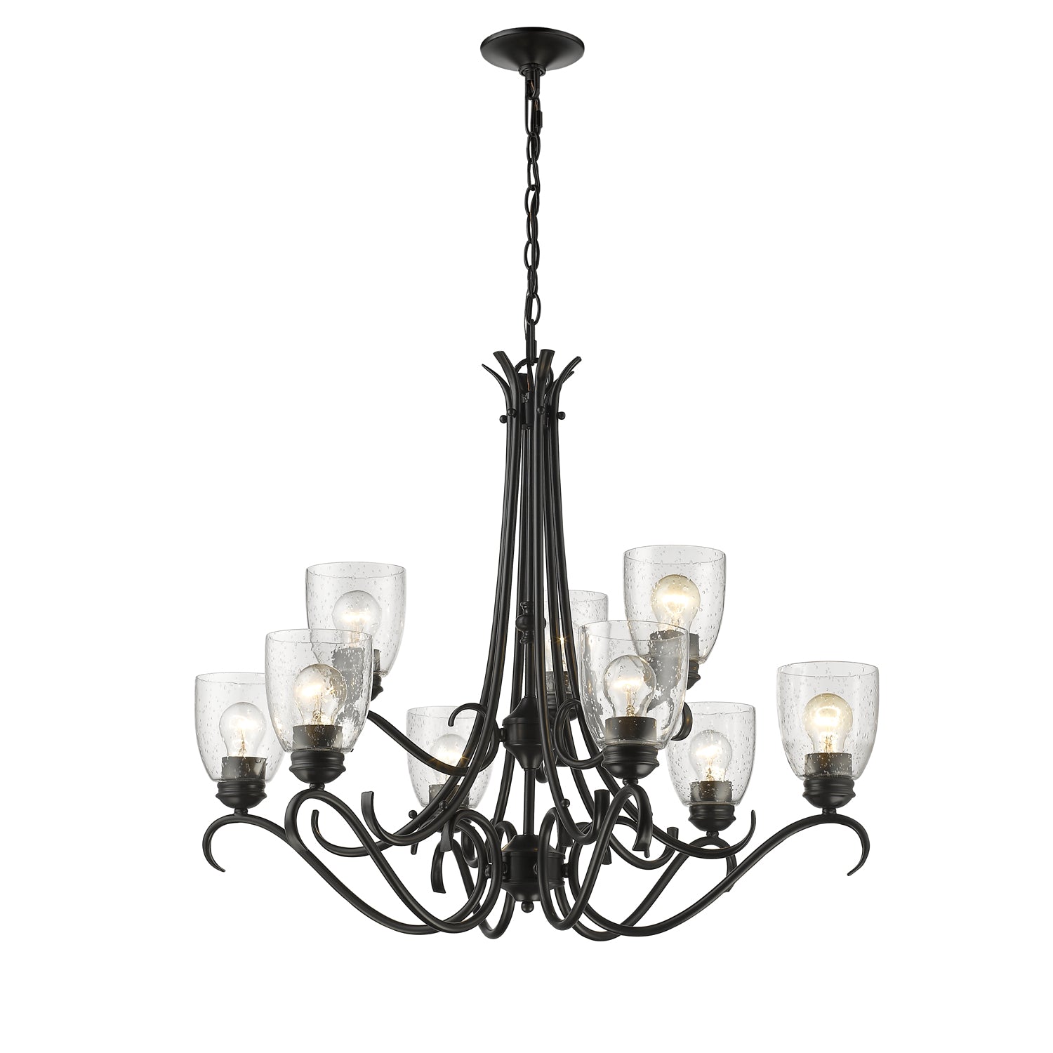 Golden Lighting Parrish 9-light Chandelier in Matte Black - - Golden Lighting
