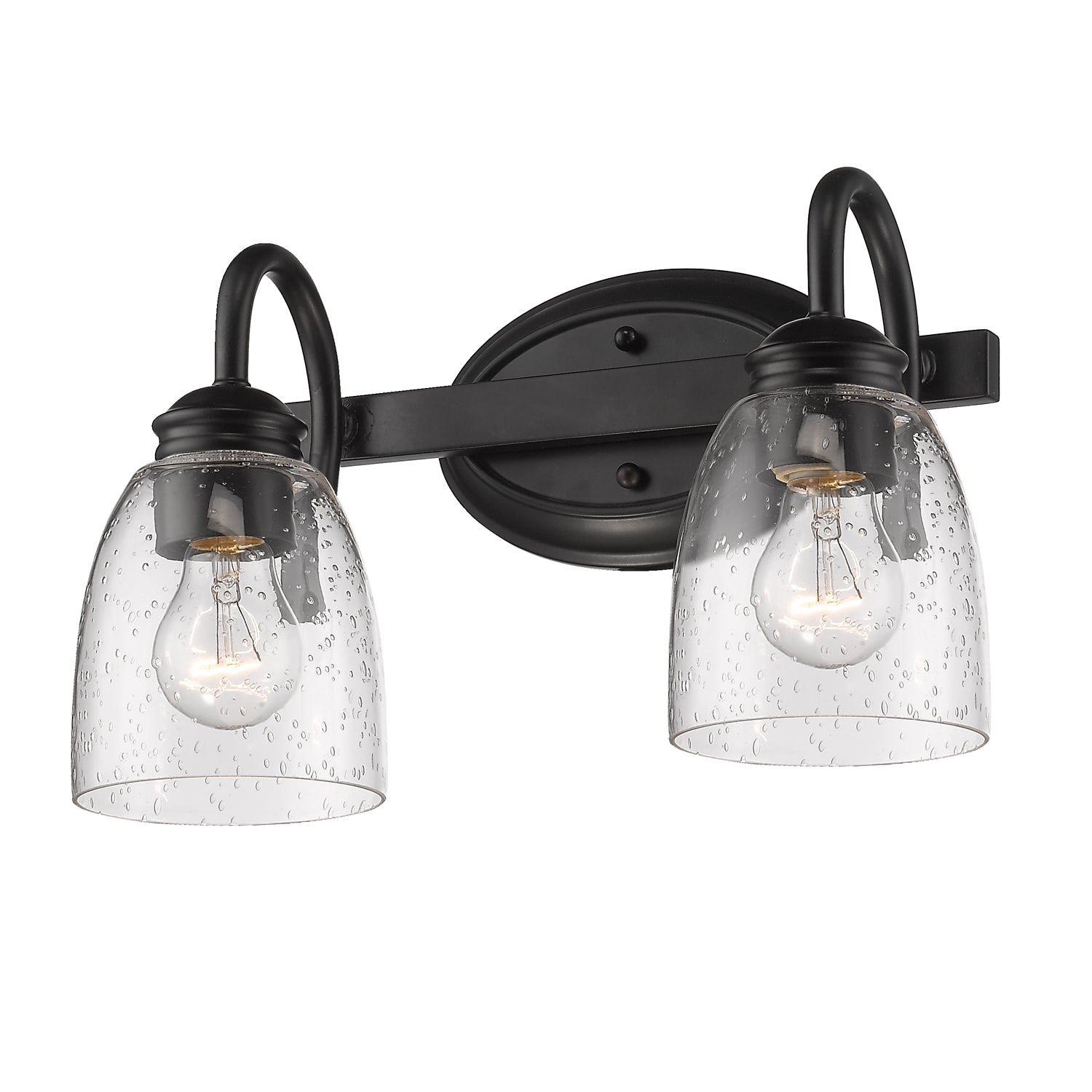Parrish 2 Light Bath Vanity in Matte Black with Seeded Glass - Default Title - Golden Lighting