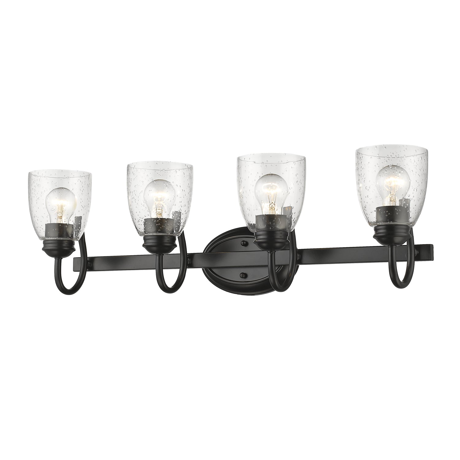 Parrish 4 Light Bath Vanity in Matte Black with Seeded Glass - Default Title - Golden Lighting
