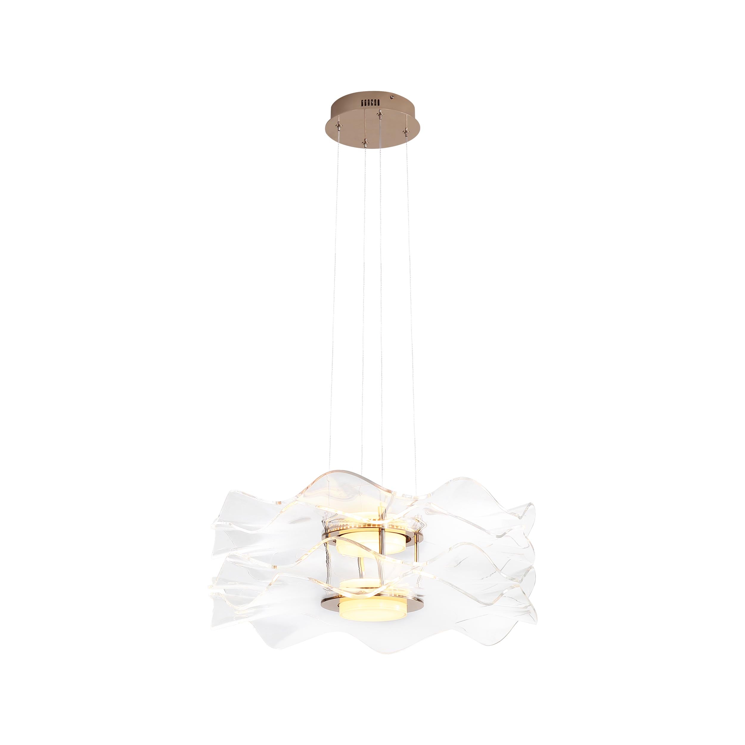 Golden Lighting Vetrina Integrated LED 2-tier Pendant in Light Gold - - Golden Lighting