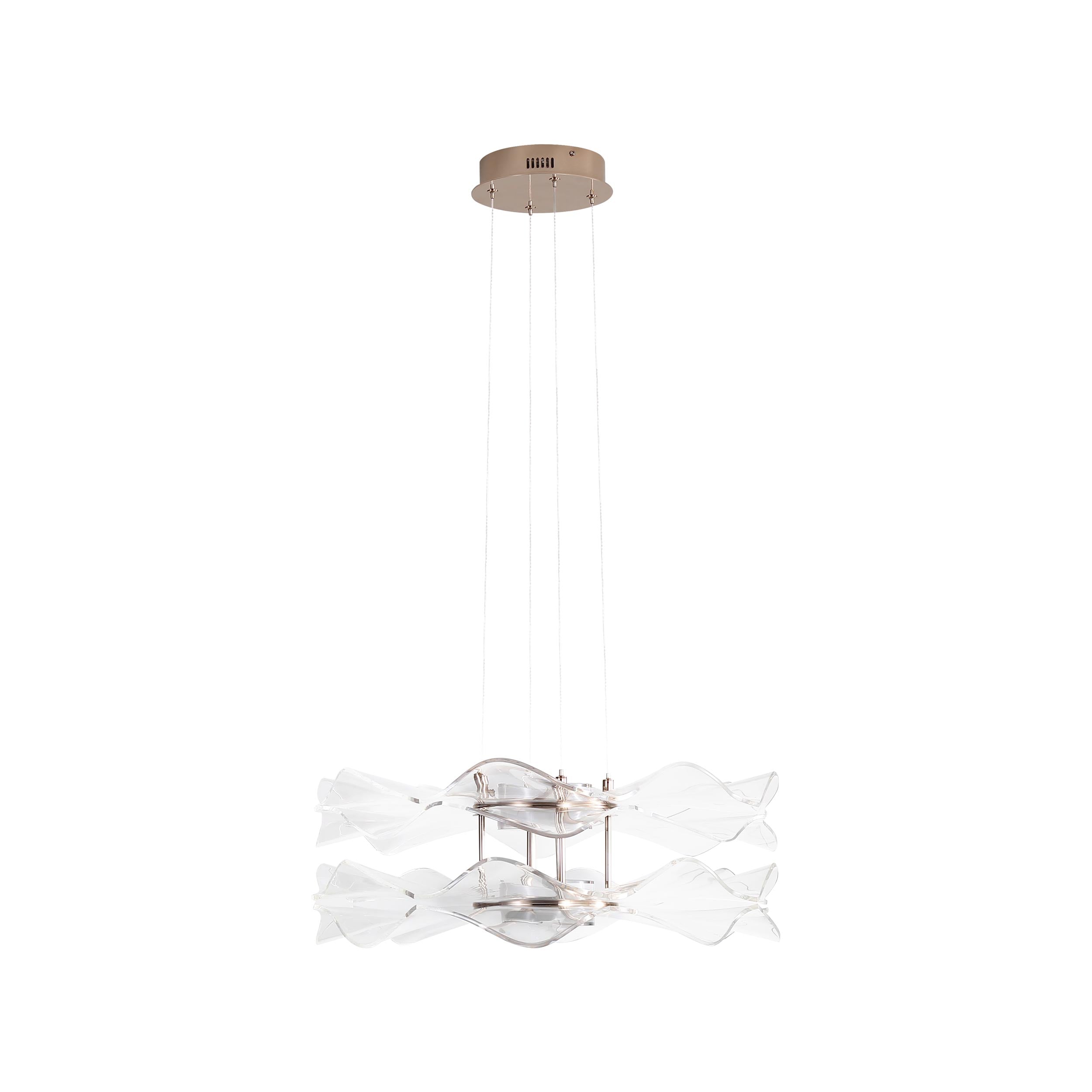 Vetrina LED 2-Light Pendant in Light Gold with Clear Glass Shade - - Golden Lighting