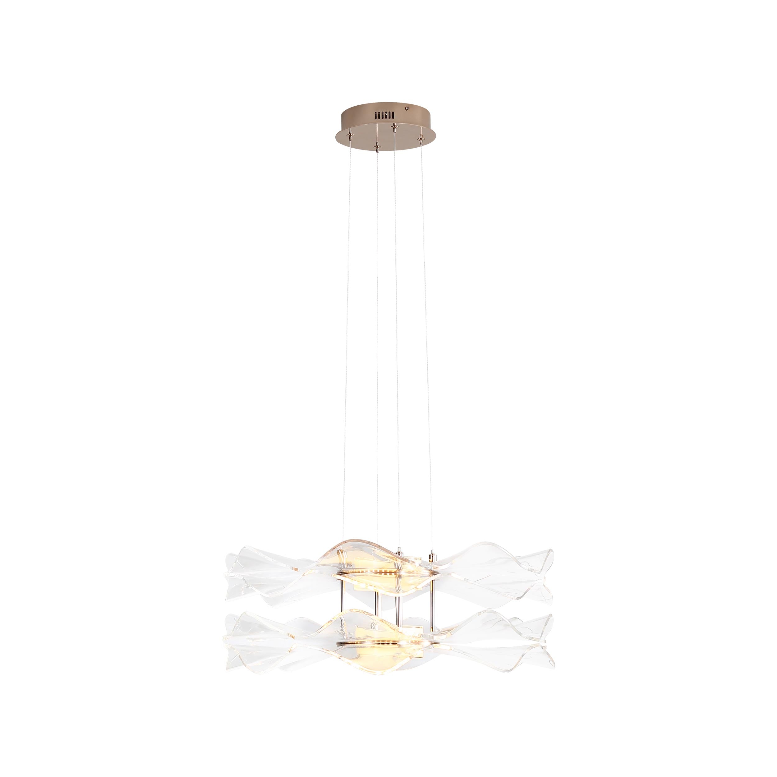 Vetrina LED 2-Light Pendant in Light Gold with Clear Glass Shade - Default Title - Golden Lighting